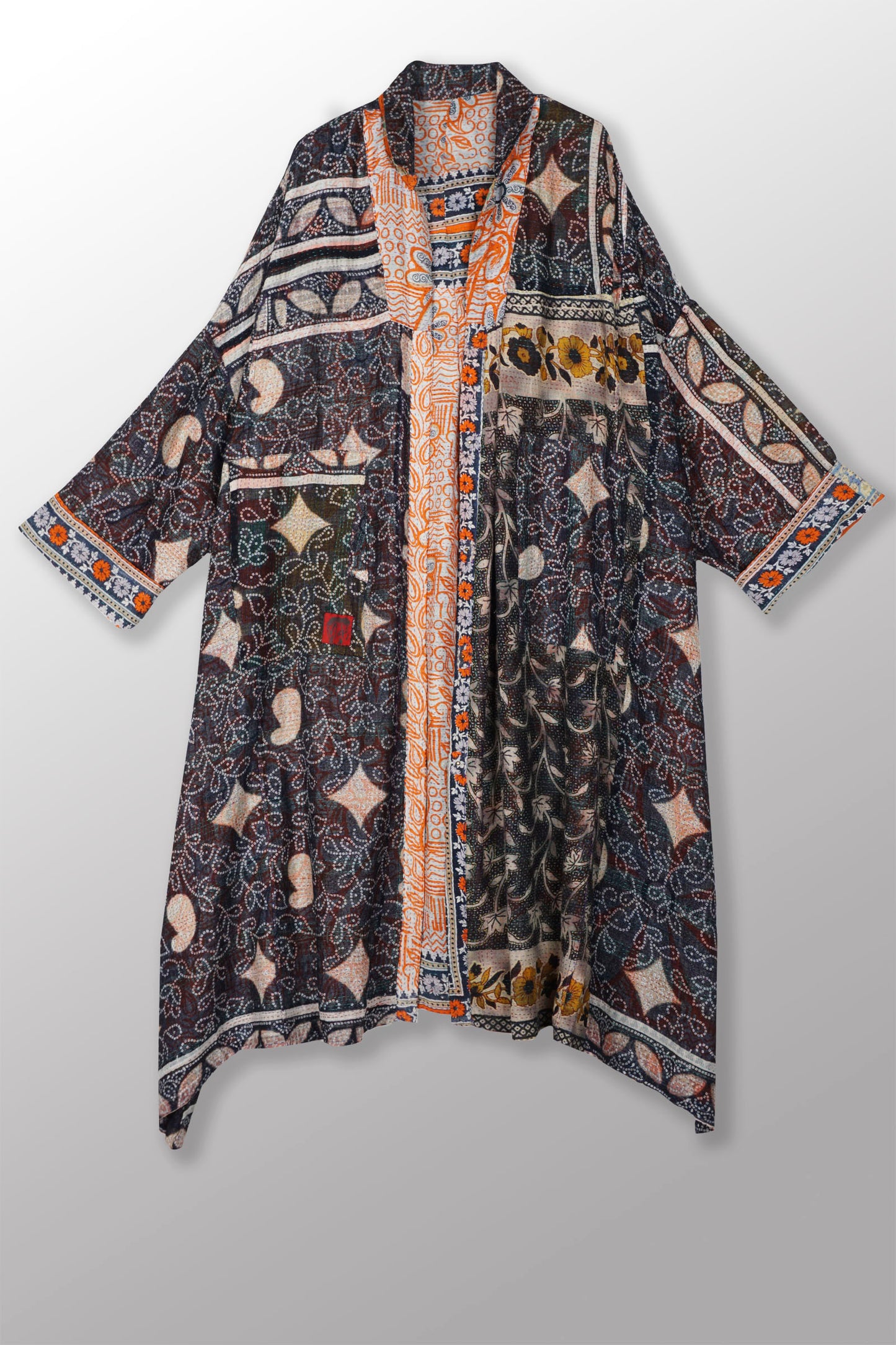 VINTAGE COTTON KANTHA OVERSIZE DRESS - cv2432-0005a -