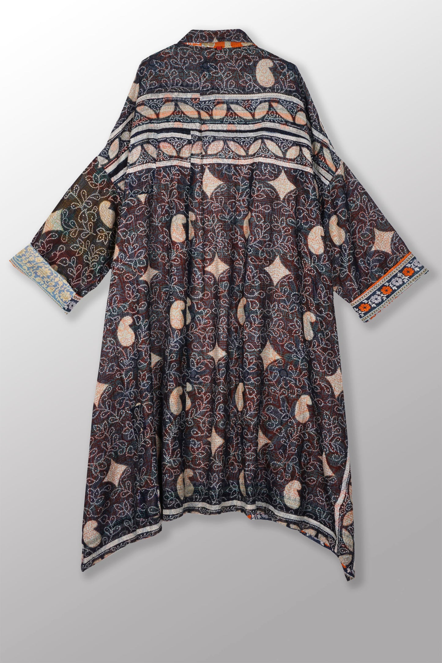 VINTAGE COTTON KANTHA OVERSIZE DRESS - cv2432-0005a -