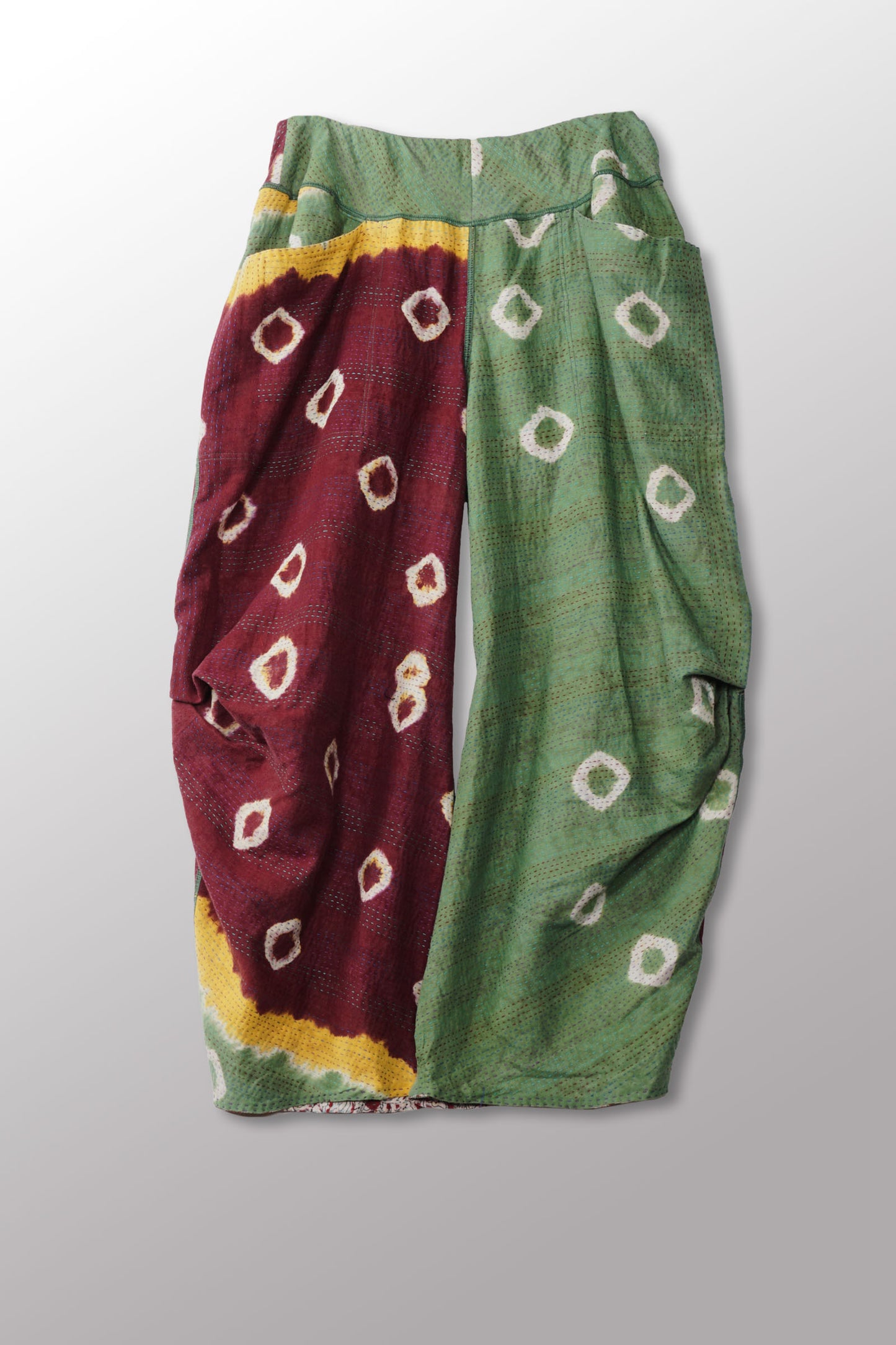 VINTAGE COTTON KANTHA KNEE TUCKED PANTS - cv2625-0013m -