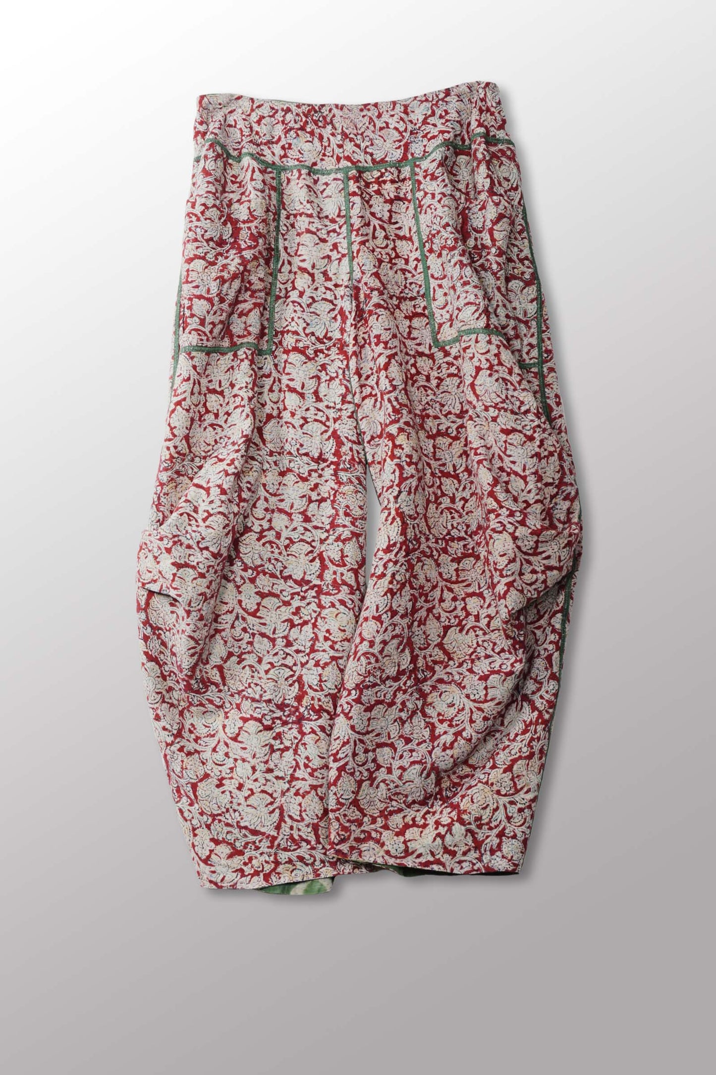 VINTAGE COTTON KANTHA KNEE TUCKED PANTS - cv2625-0013m -