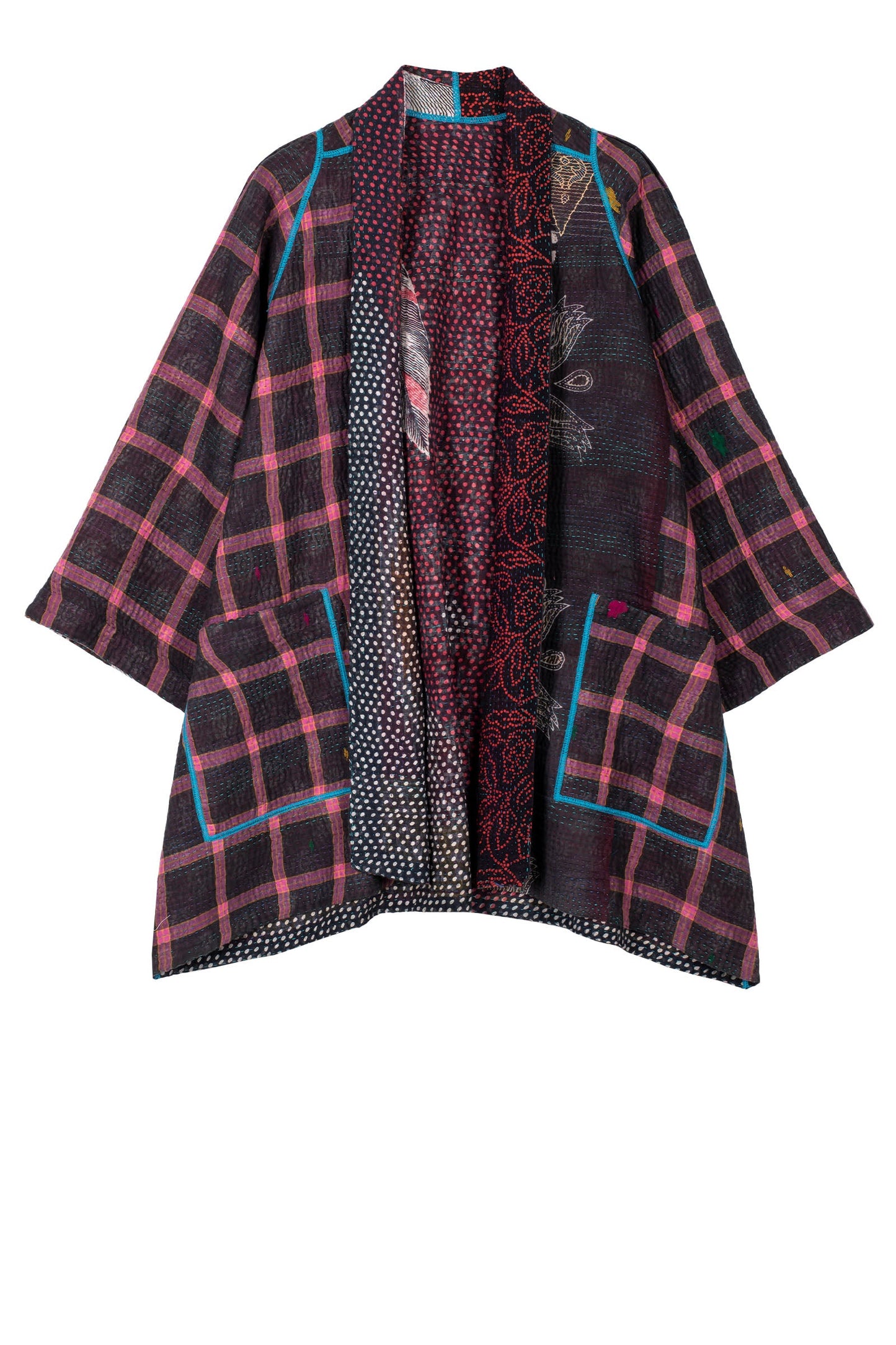 VINTAGE COTTON KANTHA A-LINE JACKET - cv4003-5001s -