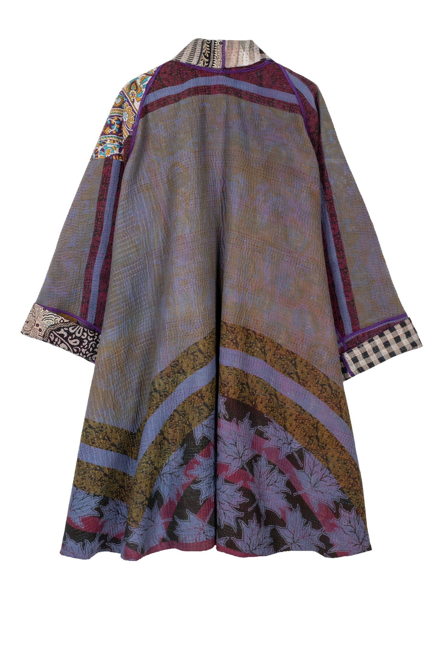 VINTAGE COTTON KANTHA KIMONO LONG JACKET - cv4005-5001a -