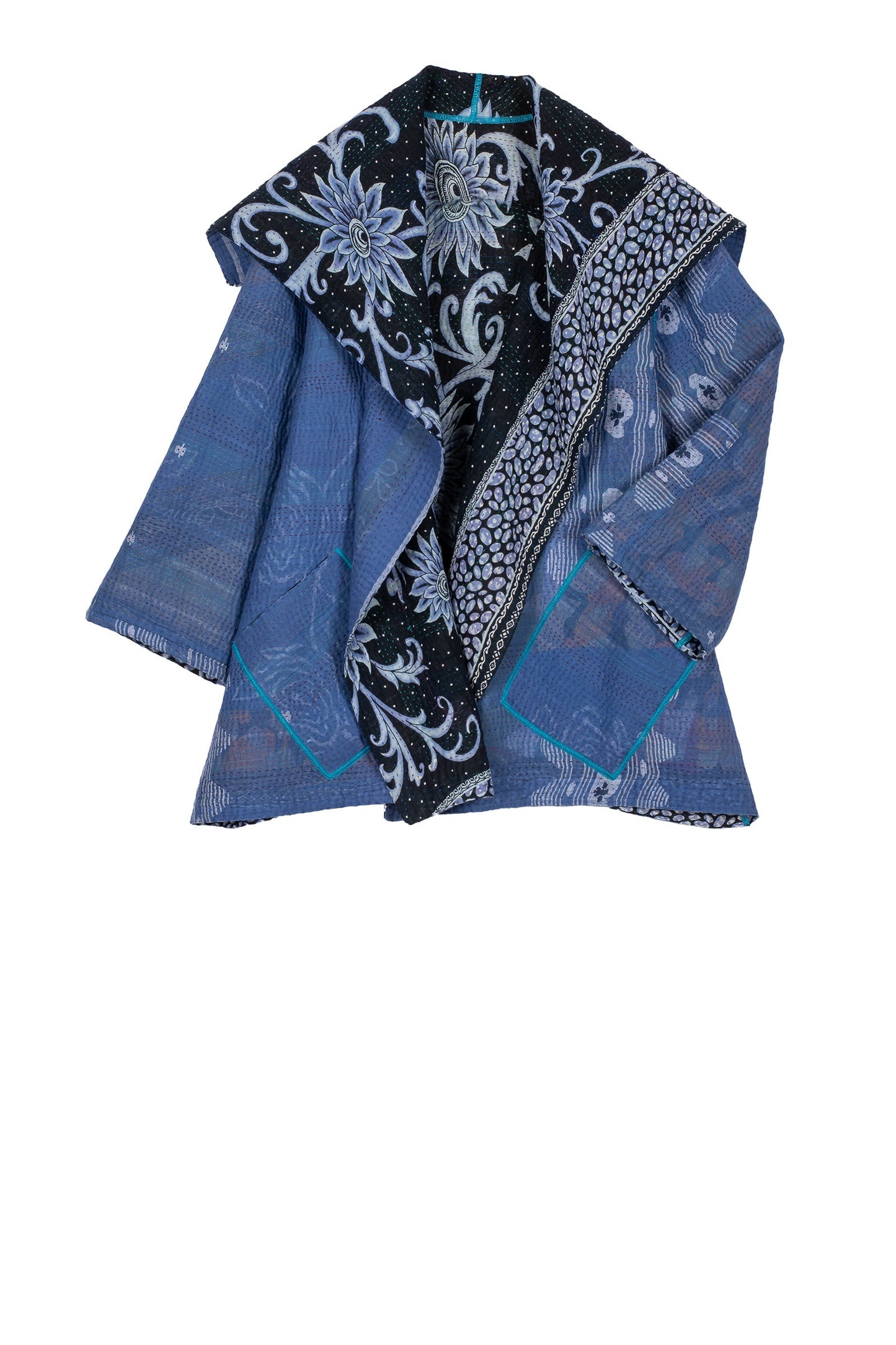 VINTAGE COTTON KANTHA FLARE JACKET - cv4010-5001a -