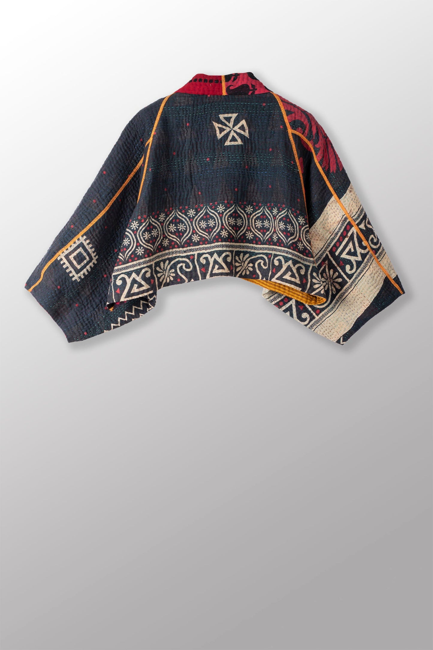 VINTAGE COTTON KANTHA PUFF SLV. SHRUG - cv4062-0046a -