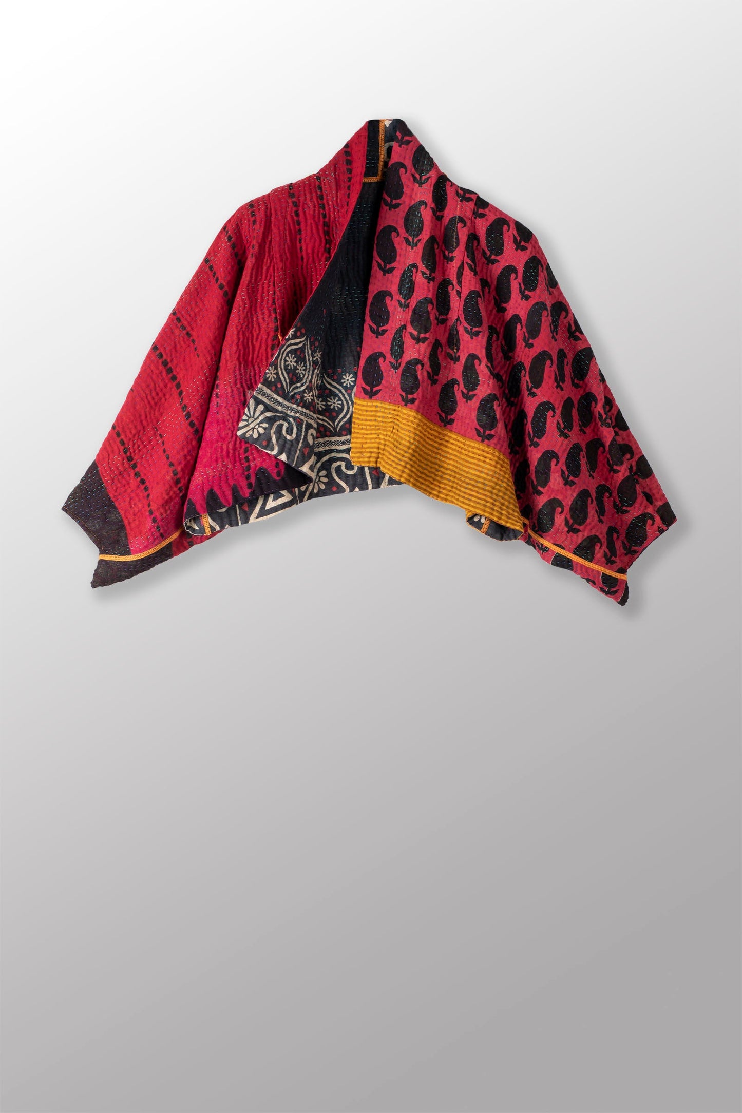 VINTAGE COTTON KANTHA PUFF SLV. SHRUG - cv4062-0046a -