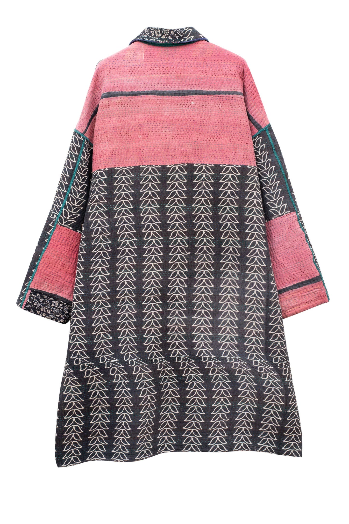 VINTAGE COTTON KANTHA OVERSIZED MEDIUM COAT - cv4331-0002a -