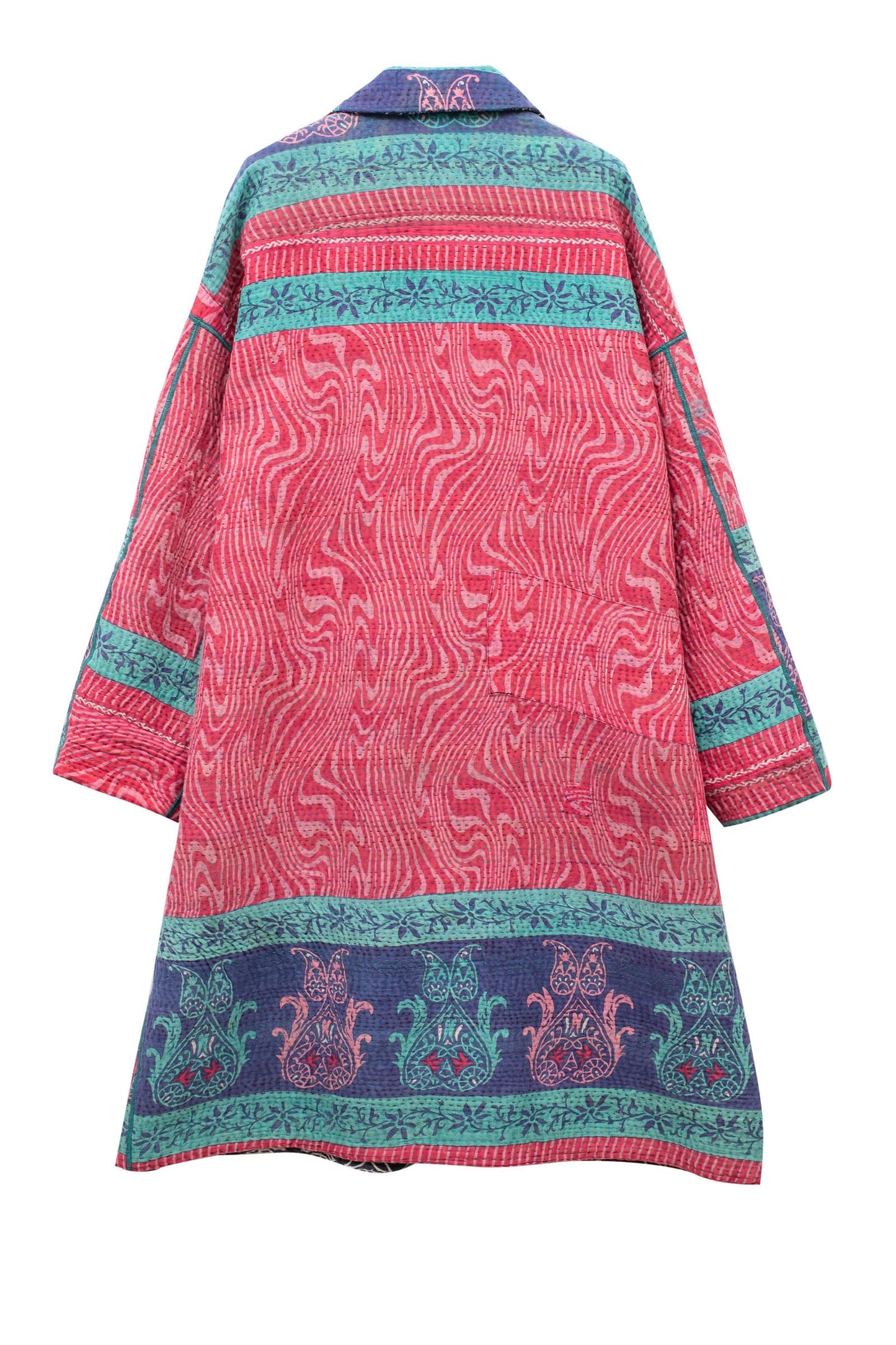 VINTAGE COTTON KANTHA OVERSIZED MEDIUM COAT - cv4331-0002a -