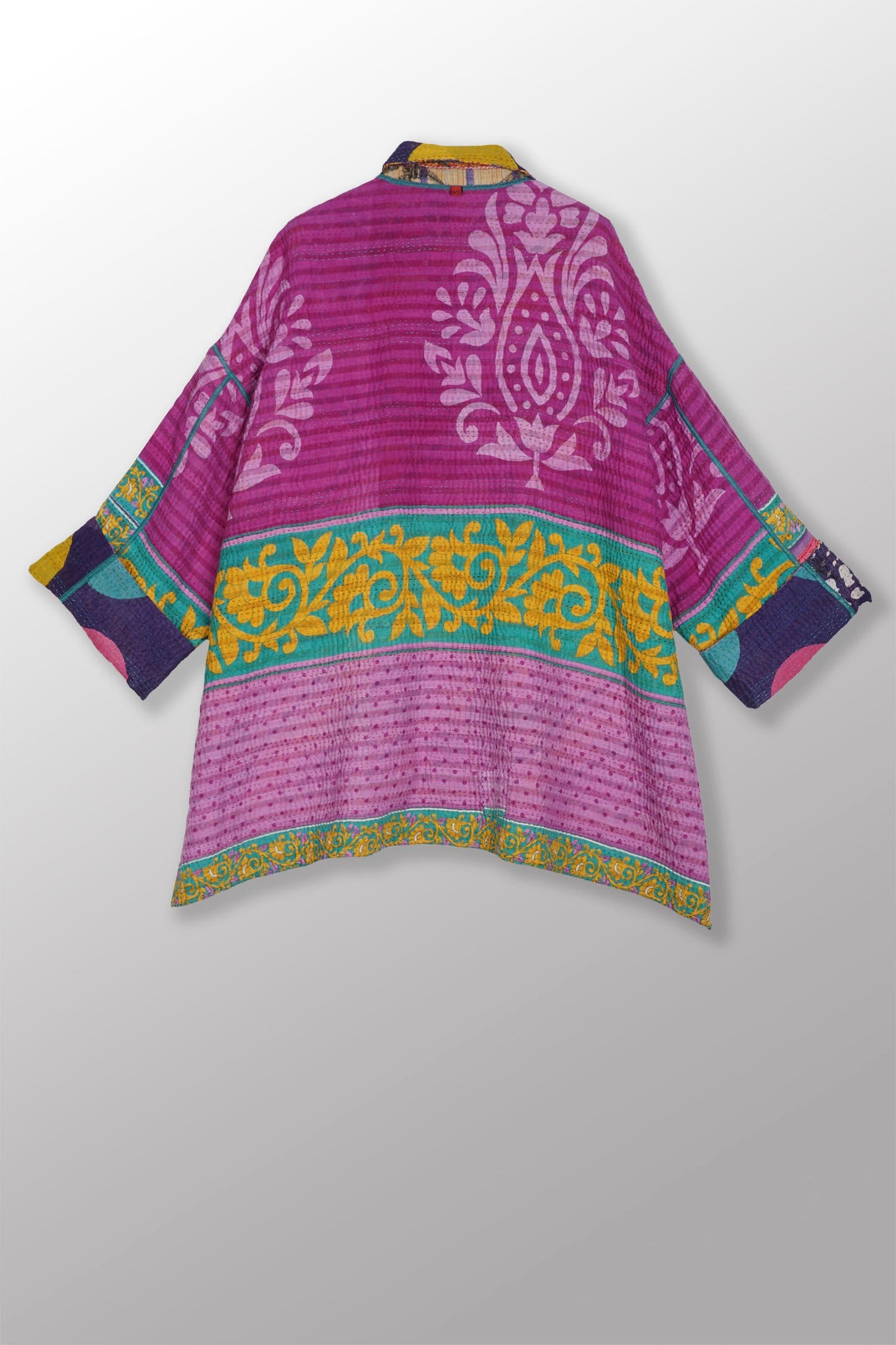 VINTAGE COTTON KANTHA OVERSIZED MINI COAT - cv4332-0037a -