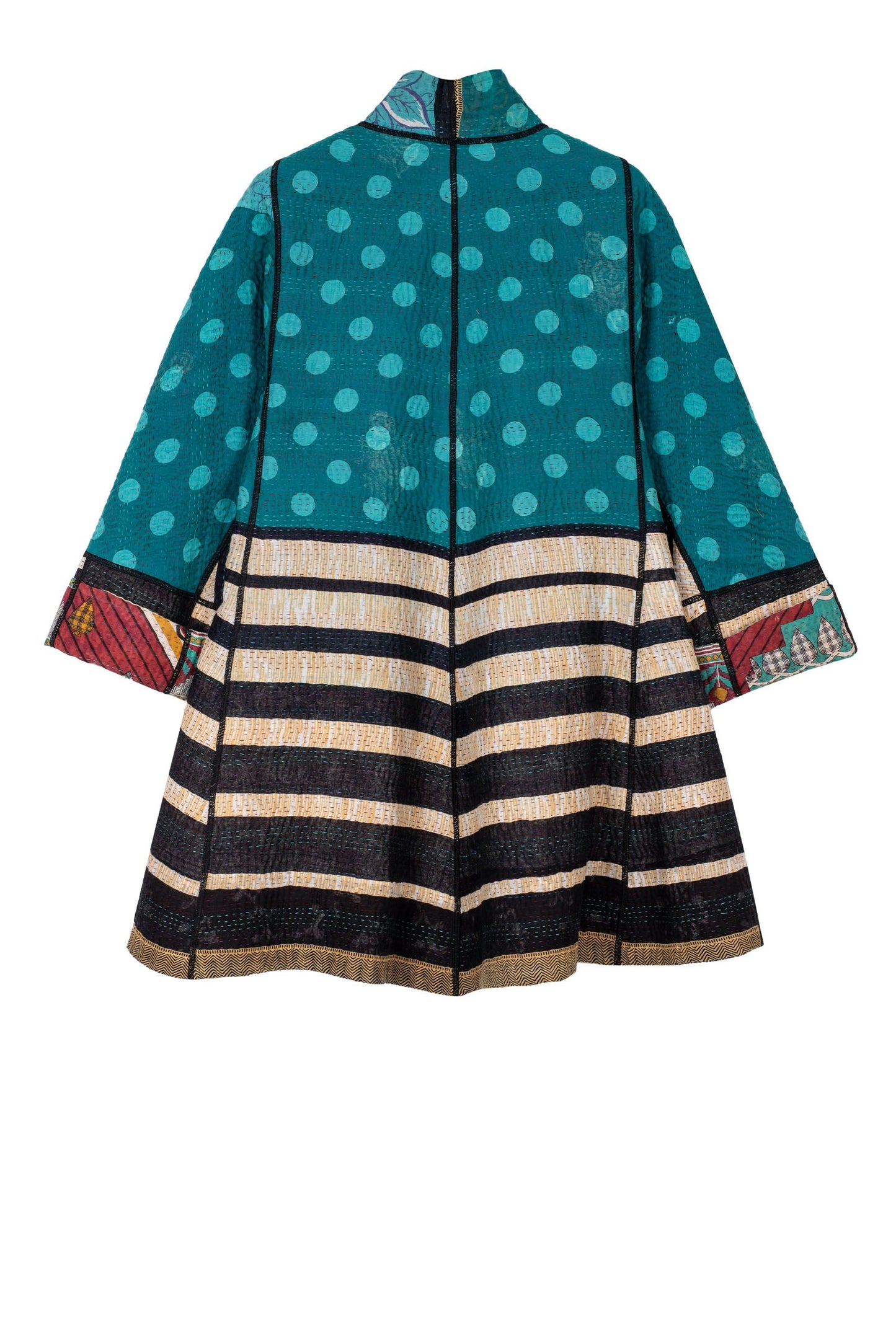 VINTAGE COTTON KANTHA OVERSIZED MINI COAT - cv4332-5002a -