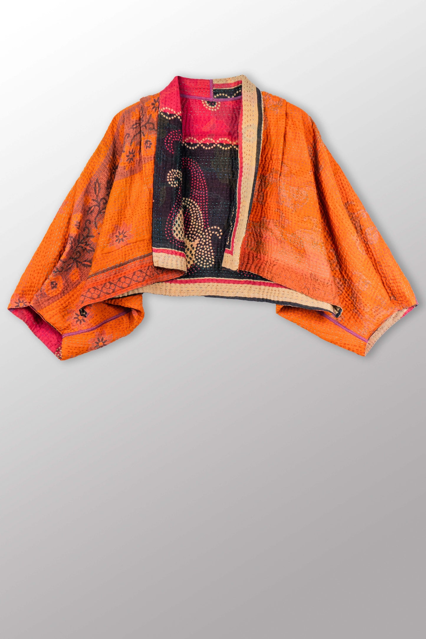 VINTAGE COTTON KANTHA PUFF SLV. SHRUG - cv4062-0056a -