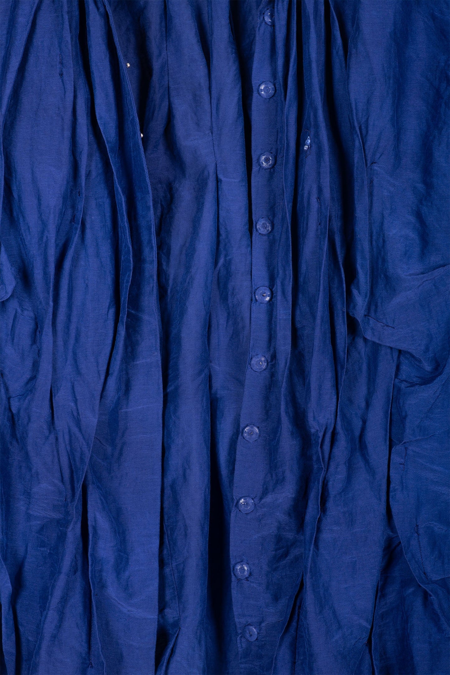 DYED COTTON SILK VOILE WAVY TUCKED SHIRT - dc1541-blu -