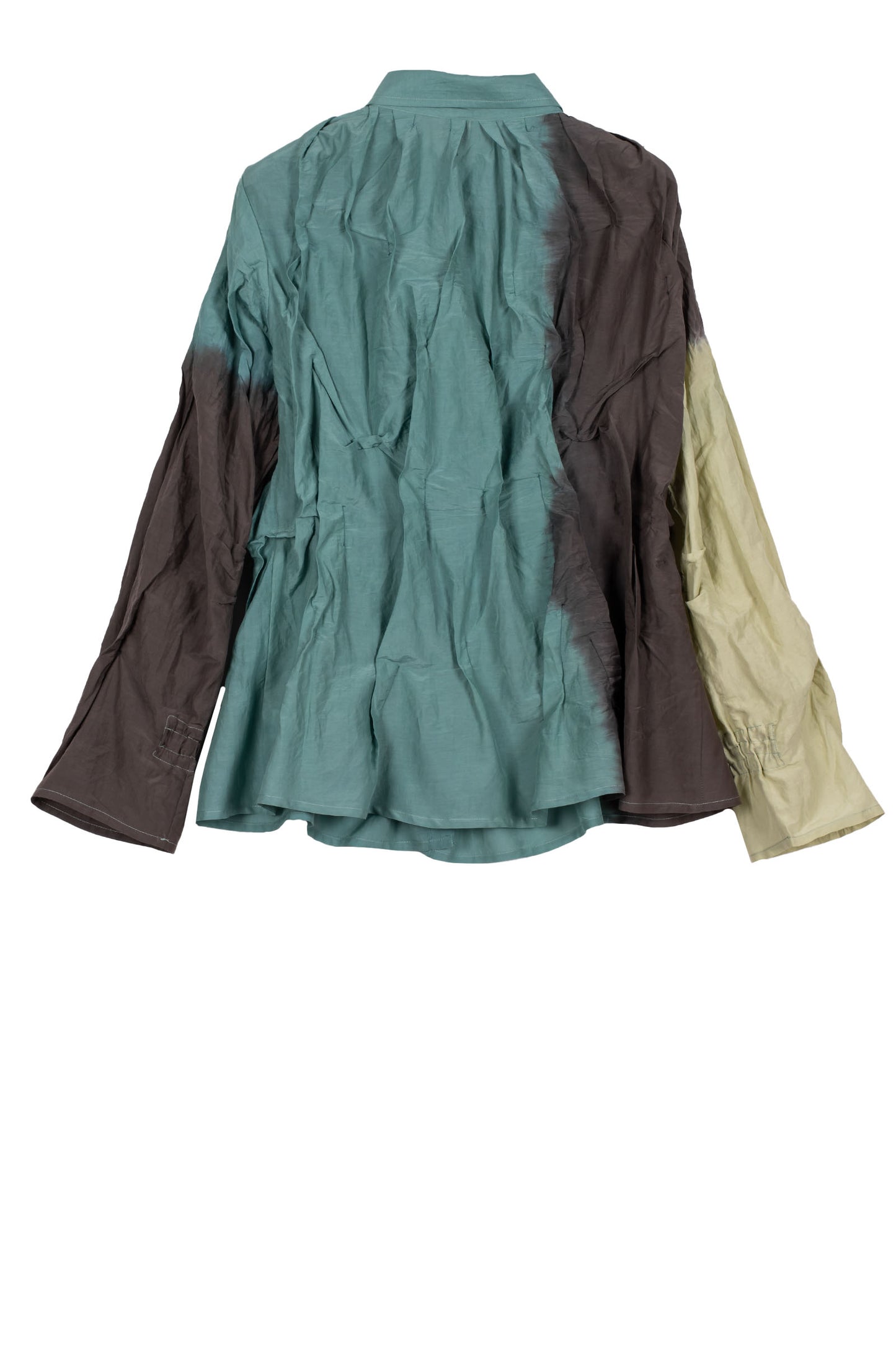 DYED COTTON SILK VOILE WAVY TUCKED SHIRT - dc1541-ogr -