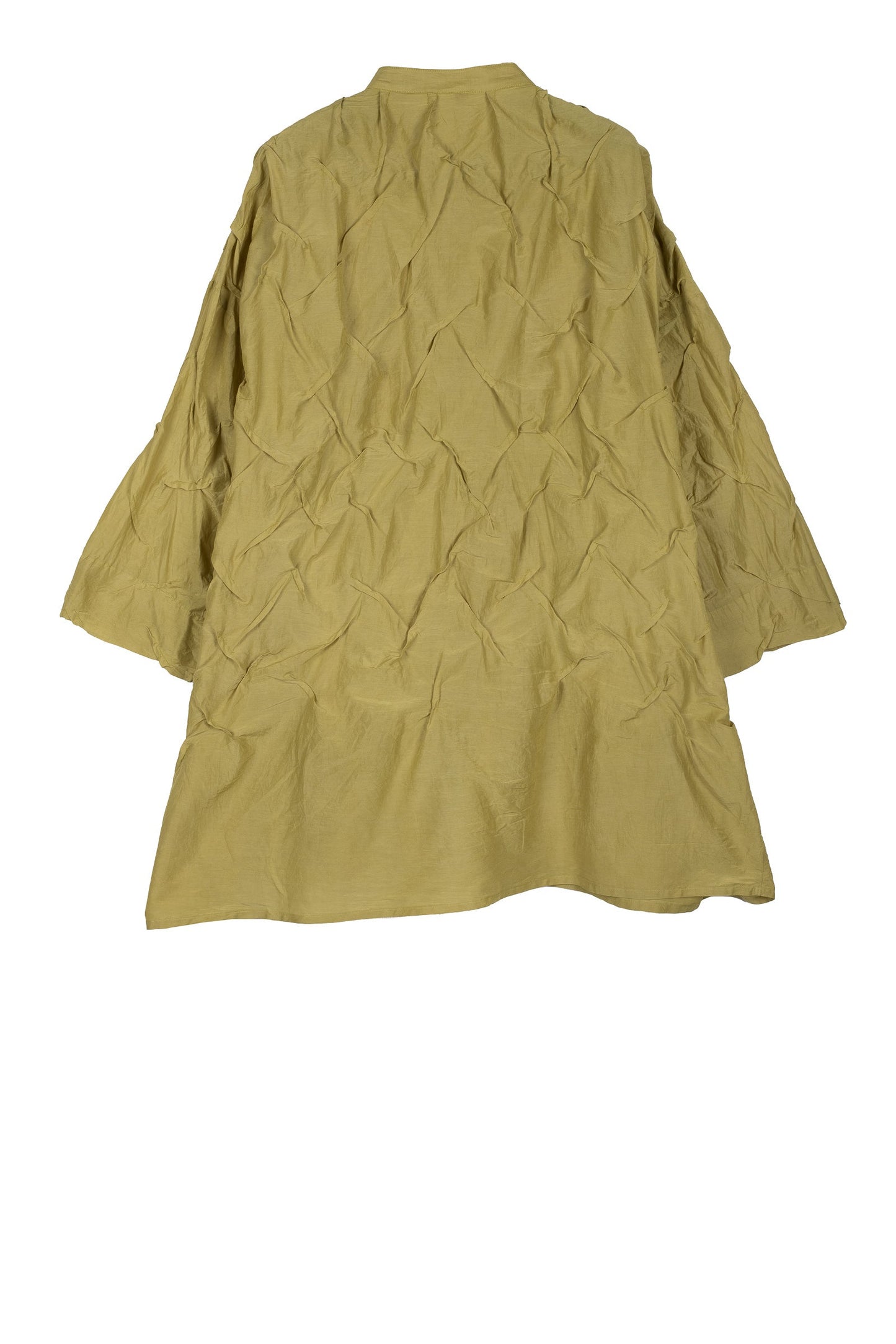 DYED COTTON SILK VOILE WAVY TUCK OVERSIZED SHIRT - dc1555-cha -