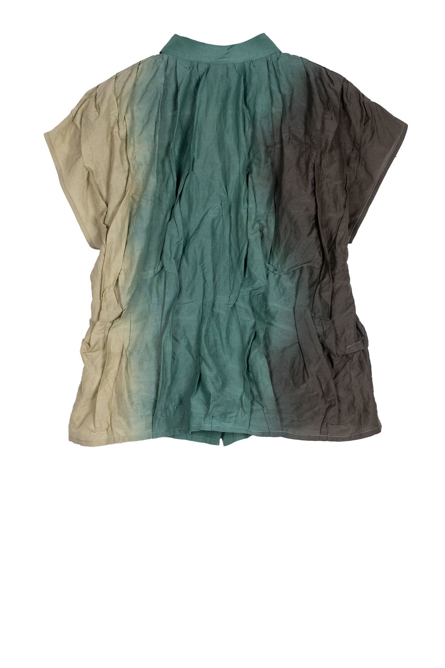 DYED COTTON SILK VOILE WAVY FRENCH SLEEVE SHIRT - dc1569-ogr -