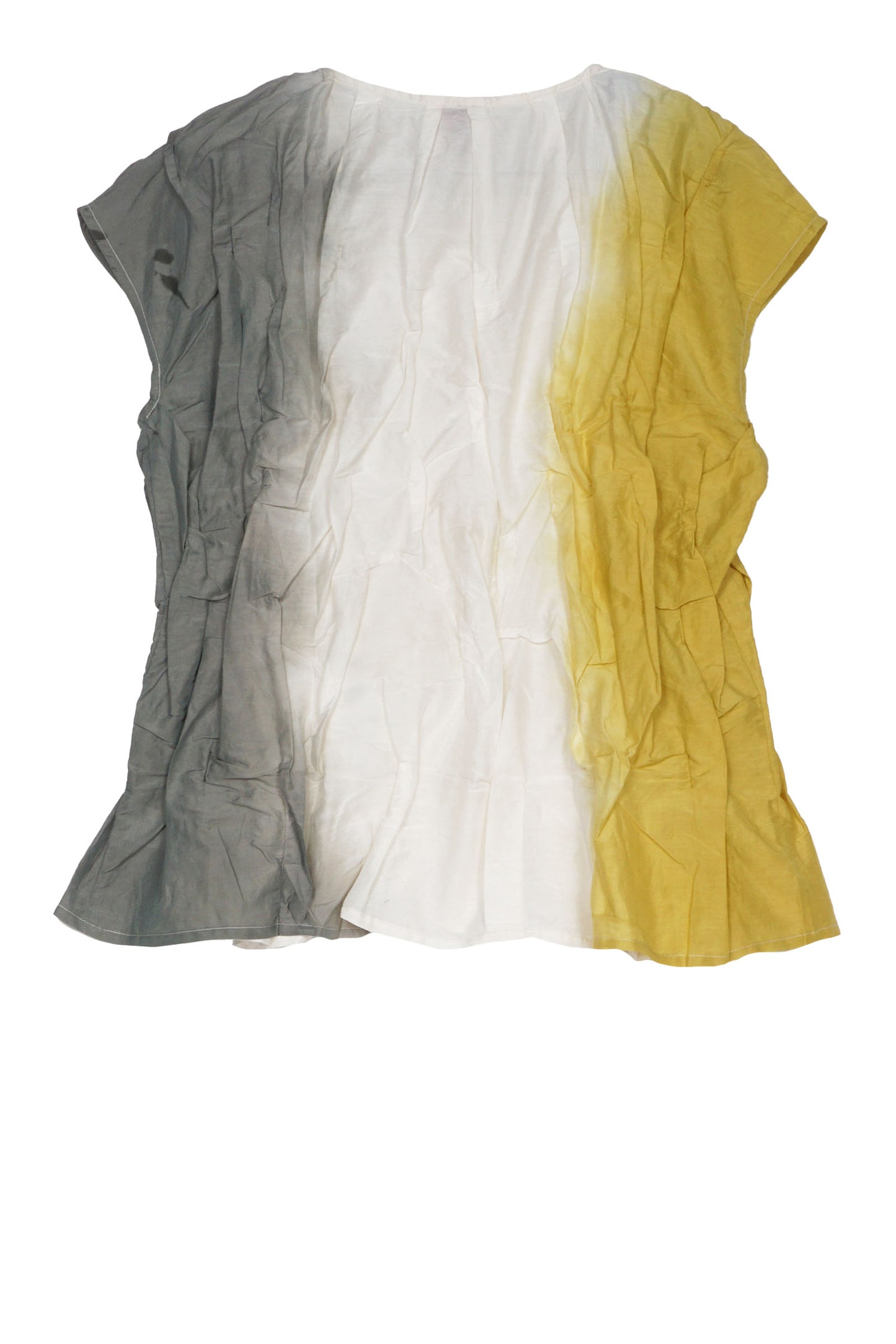 DYED COTTON SILK VOILE WAVY FRENCH SLEEVE SHELL - dc1570-ovi -