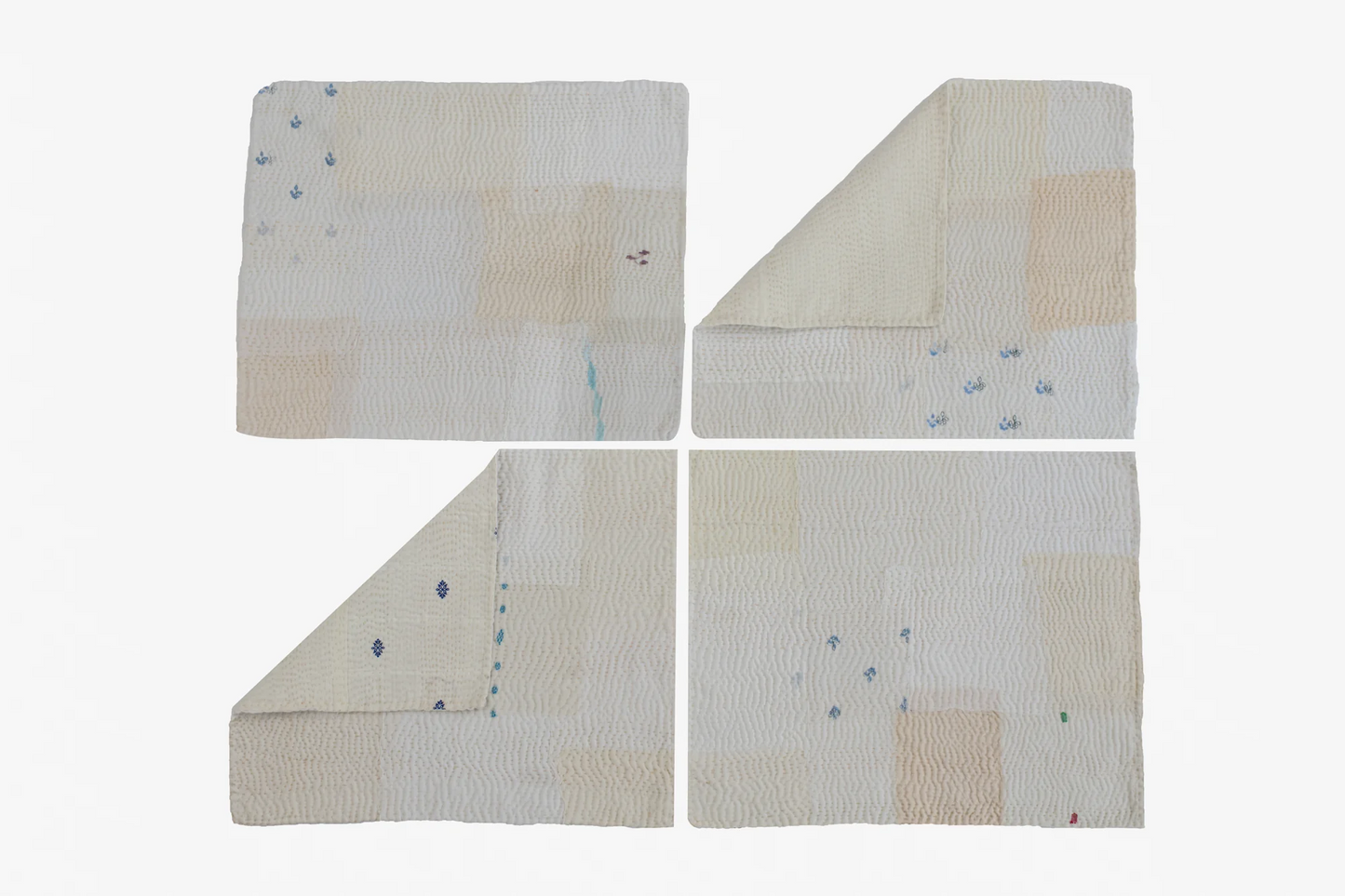 Mosaic Fray Handmade Vintage Kantha Placemat -Cauliflower (SET OF 2)