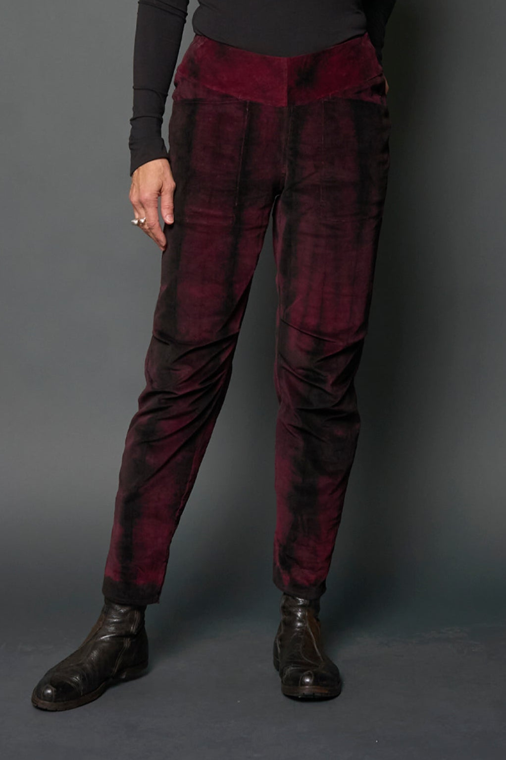 CORDUROY SHIBORI TIE DYE NEW SLANT POCKET PANTS - co1674-blk -