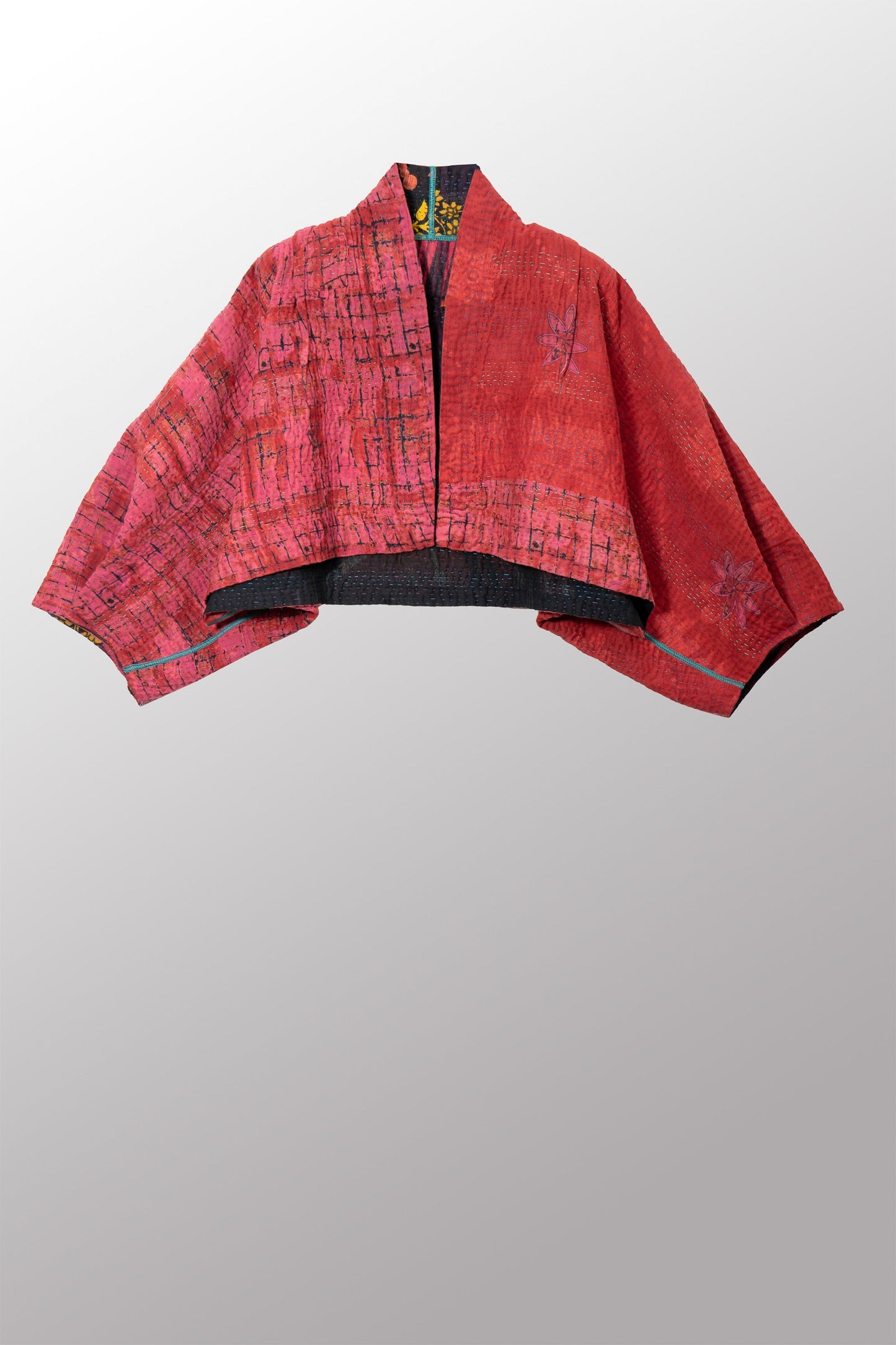 VINTAGE COTTON KANTHA PUFF SLV. SHRUG - cv4062-0052a -
