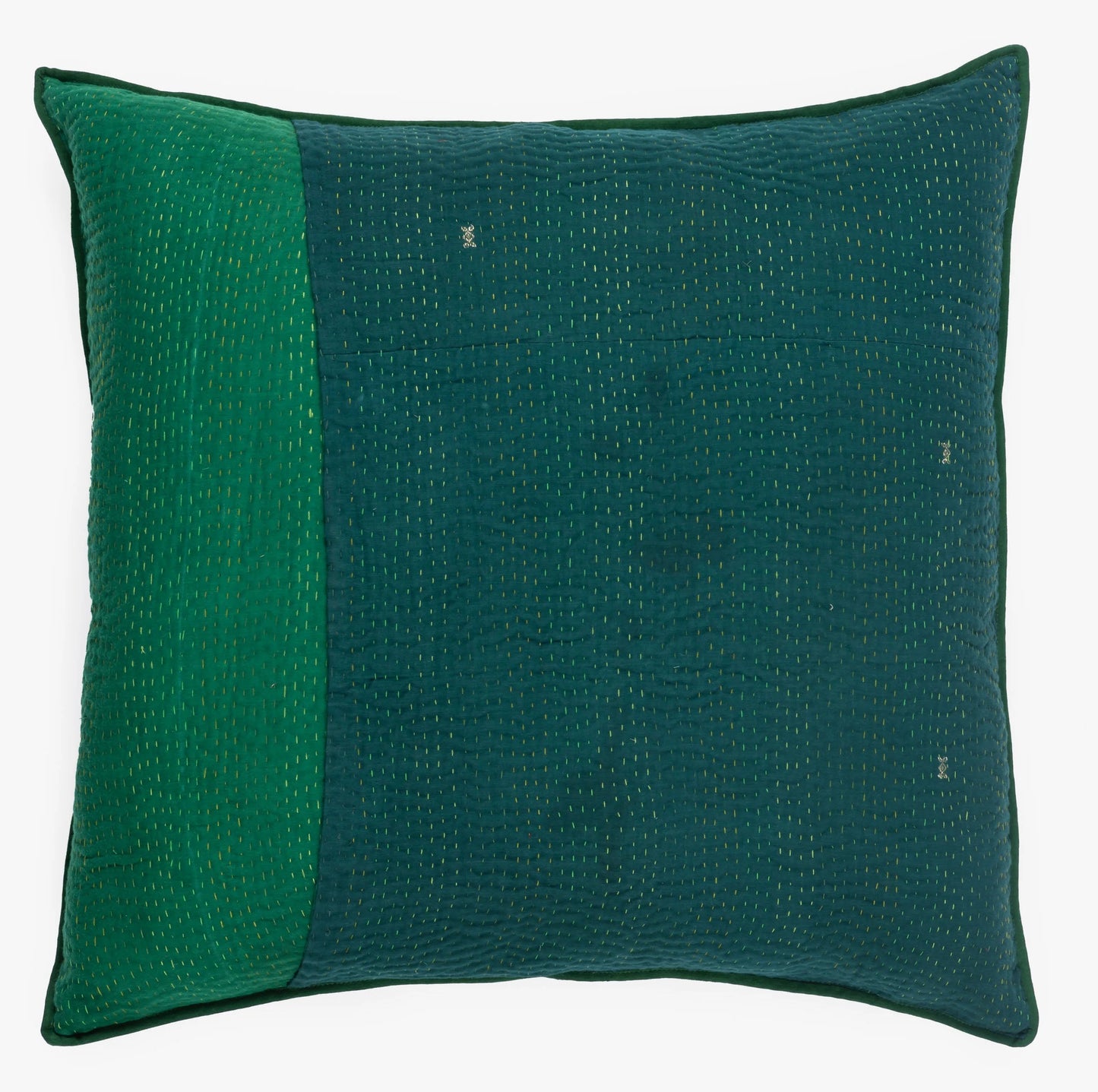 Landscape Fray Path vintage Kantha Pillow - Green