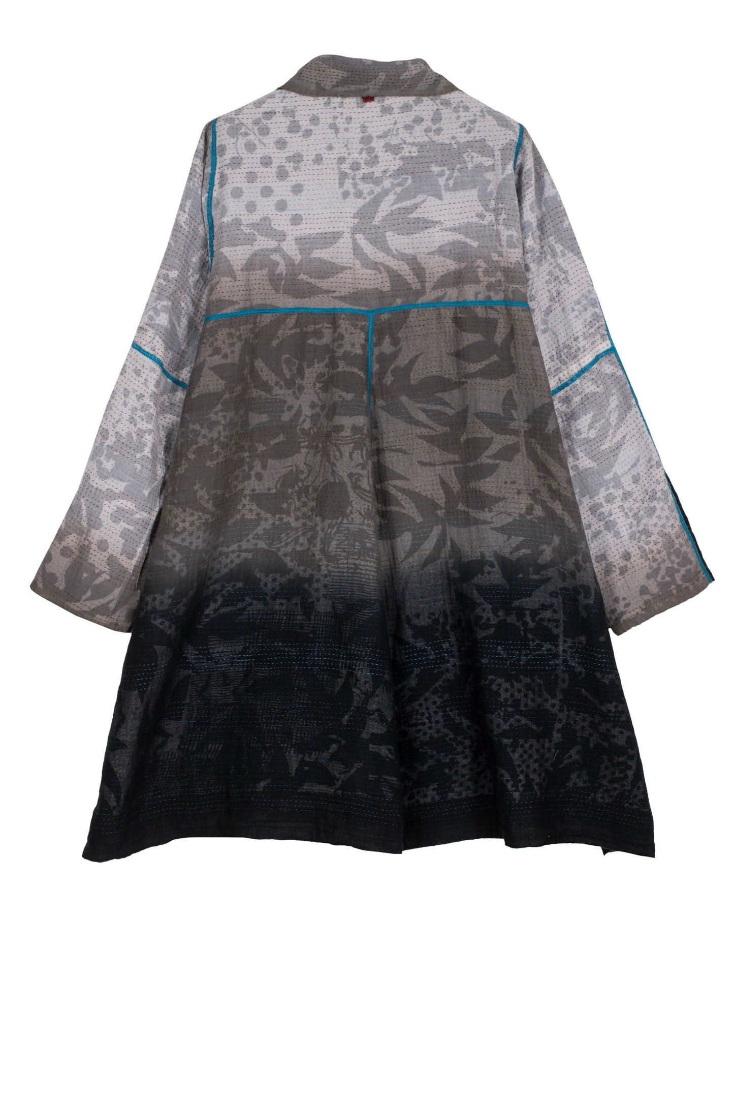 MONOTONE TWILIGHT PRINT KANTHA A-LINE DUSTER - tp2311-wht -