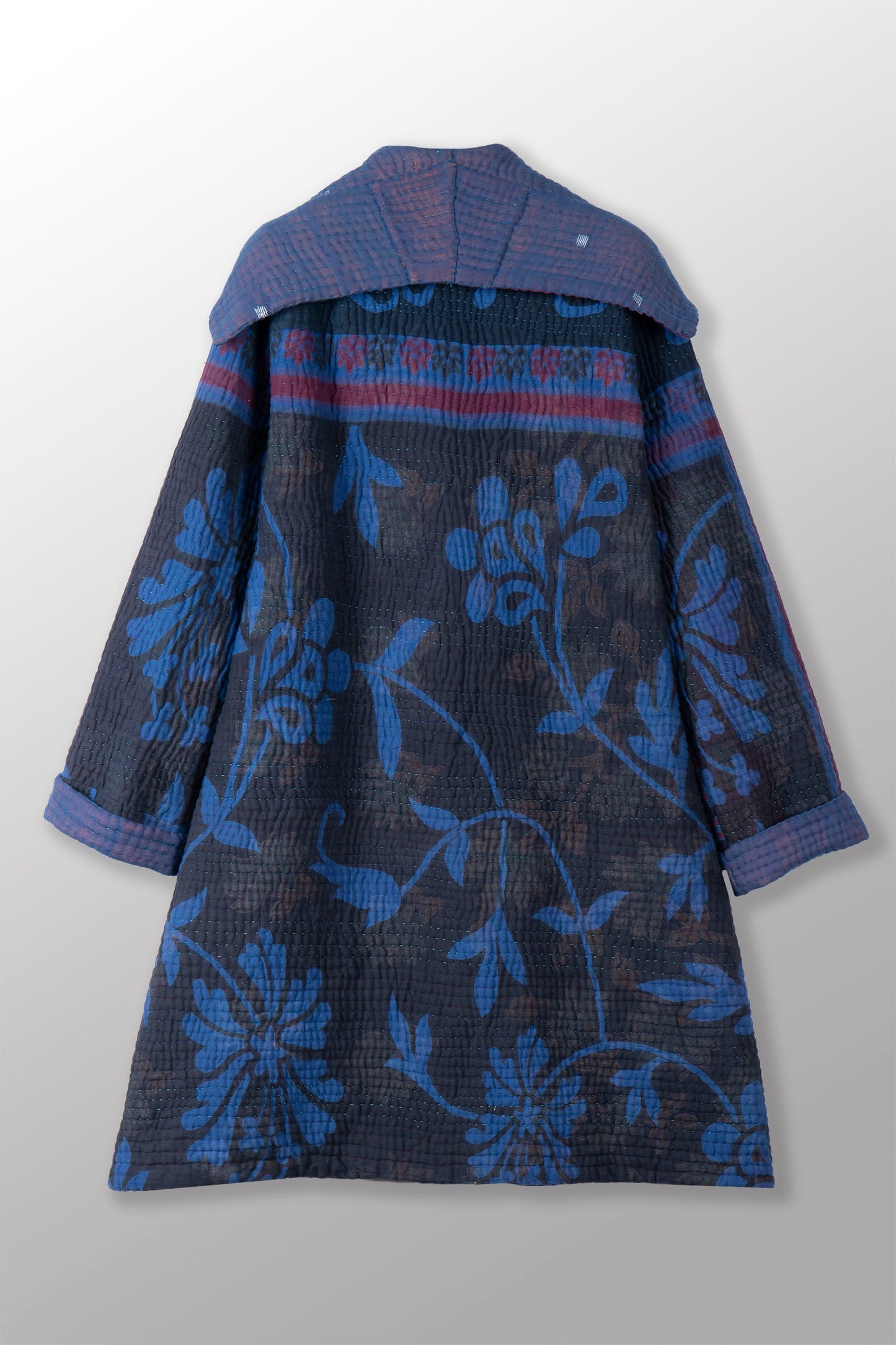 QUILTED OVERDYE COTTON KANTHA POCKET MEDIUM COAT - oq5346-cblu009s -