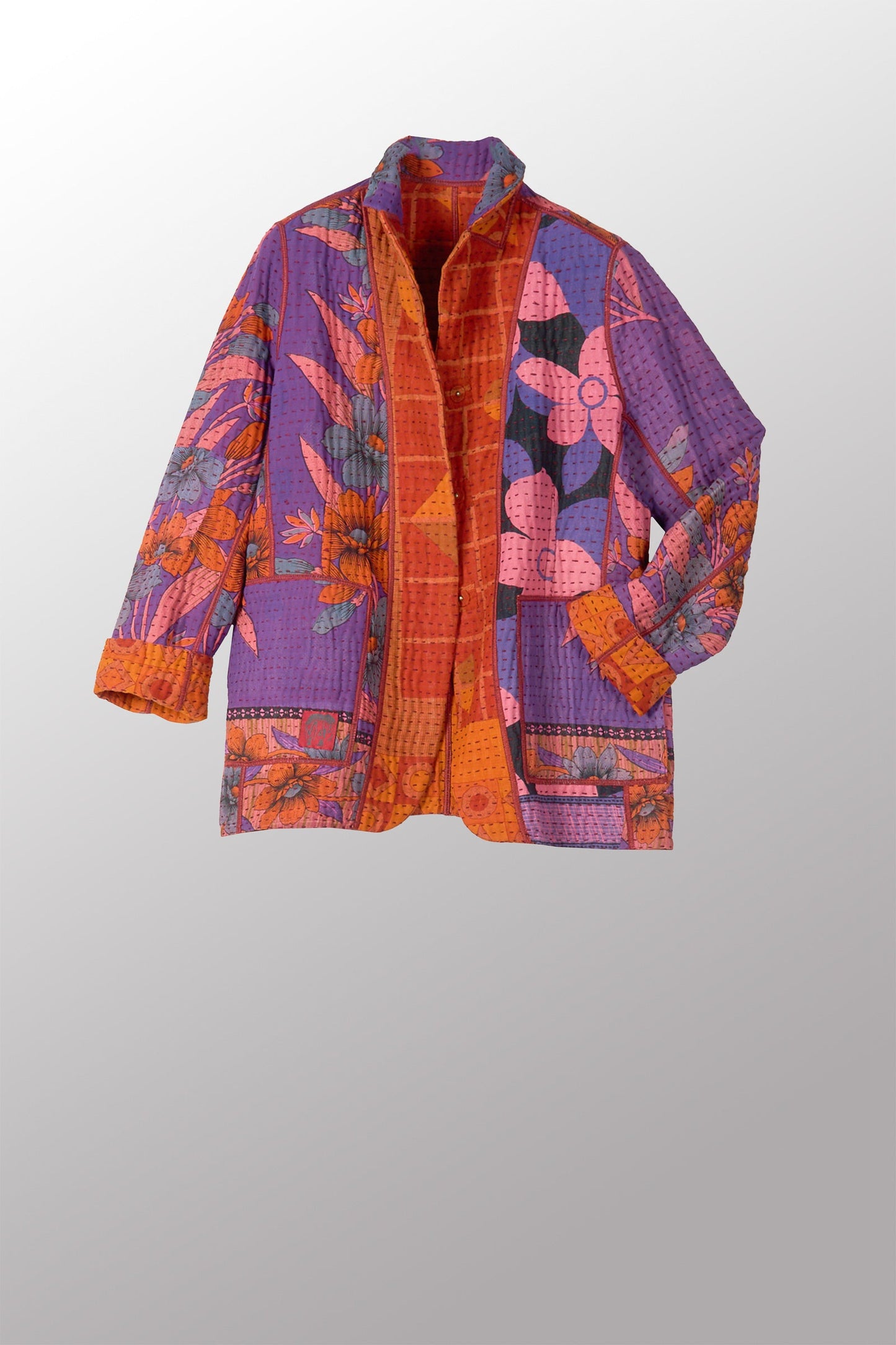 VINTAGE COTTON BBK KANTHA BASIC JACKET - bl-bb4052-0001s -
