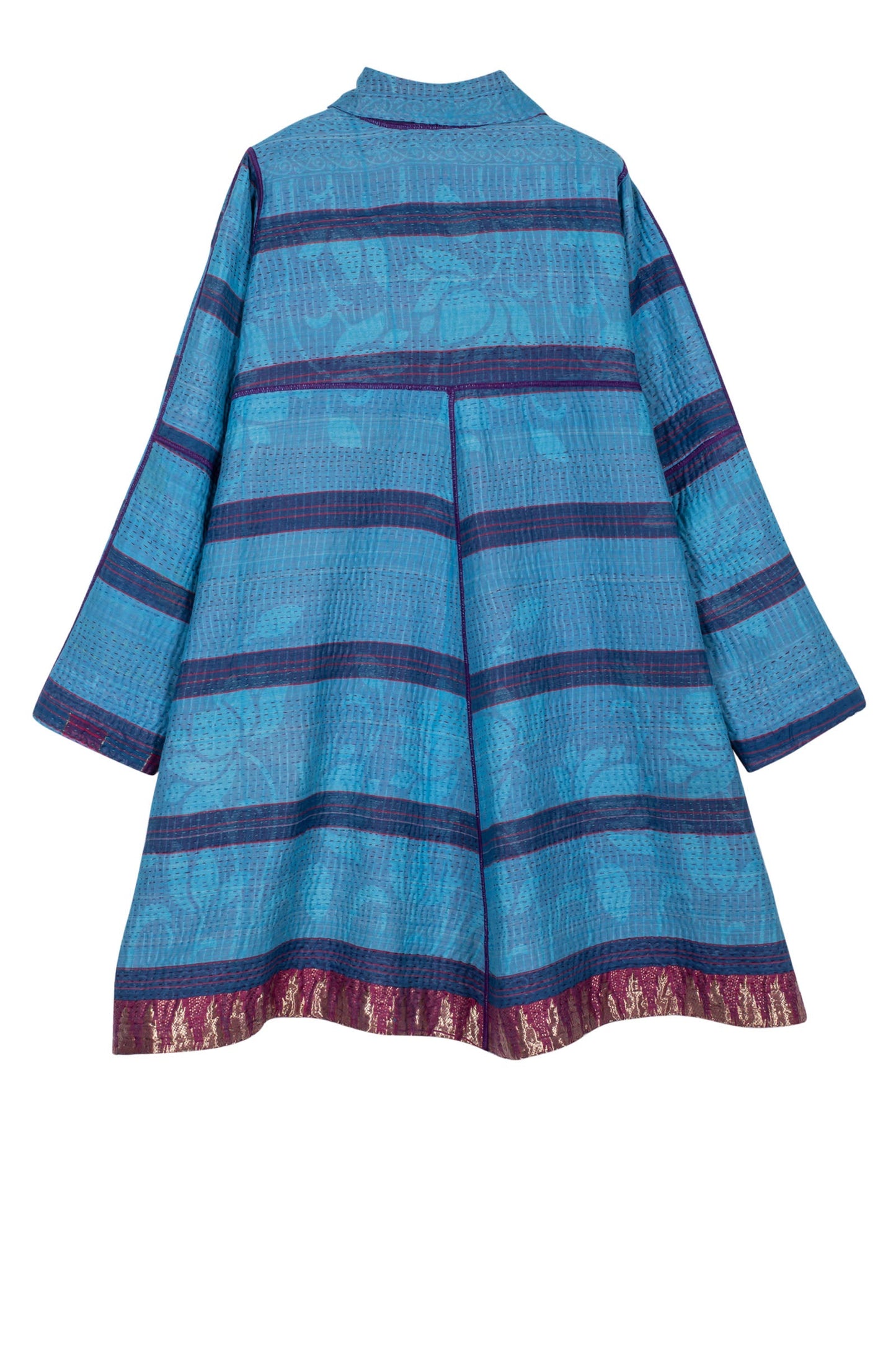 WOVEN VINTAGE COTTON KANTHA A-LINE DUSTER - fw4311-5001a -