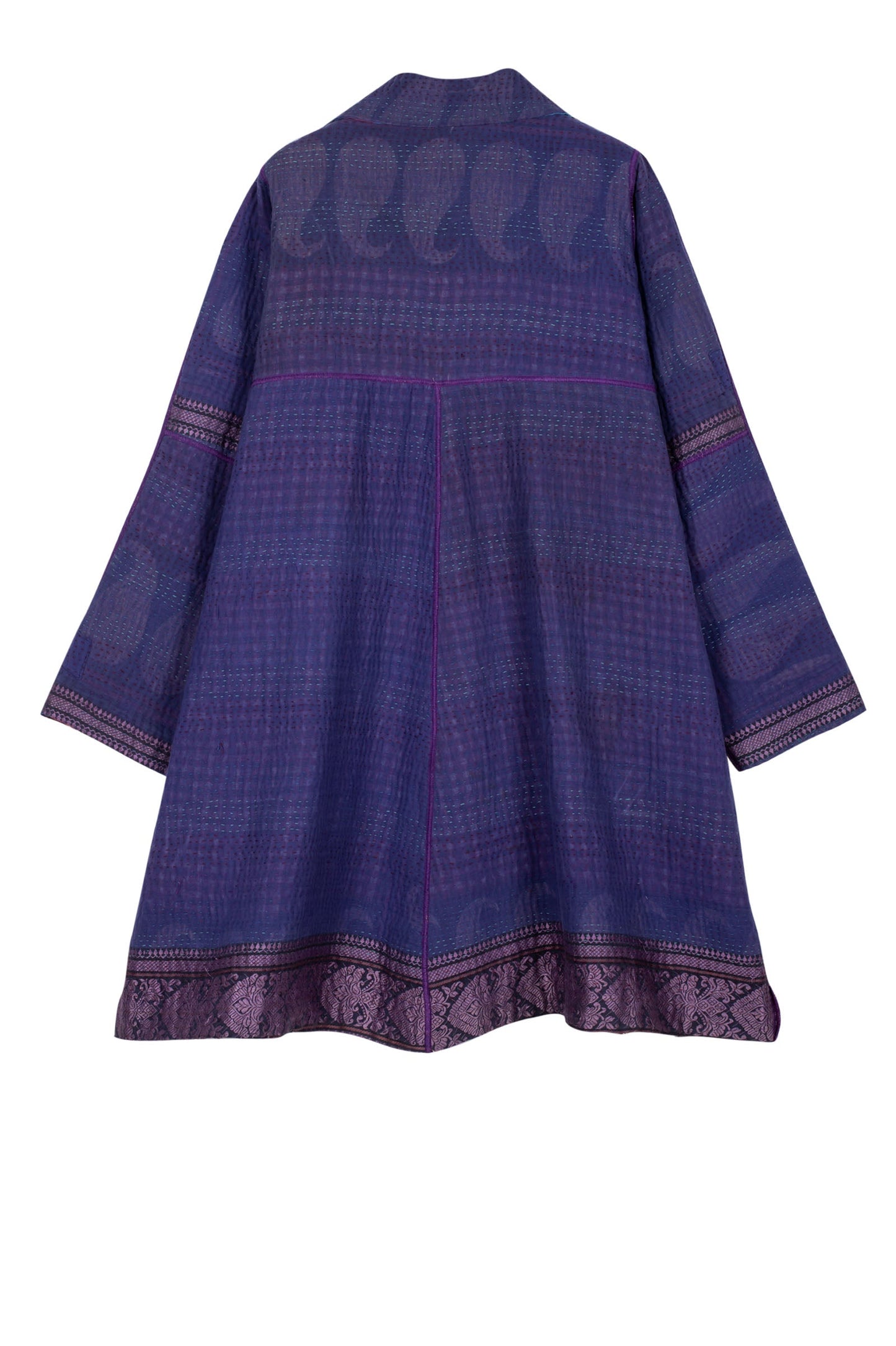 WOVEN VINTAGE COTTON KANTHA A-LINE DUSTER - fw4311-5001a -