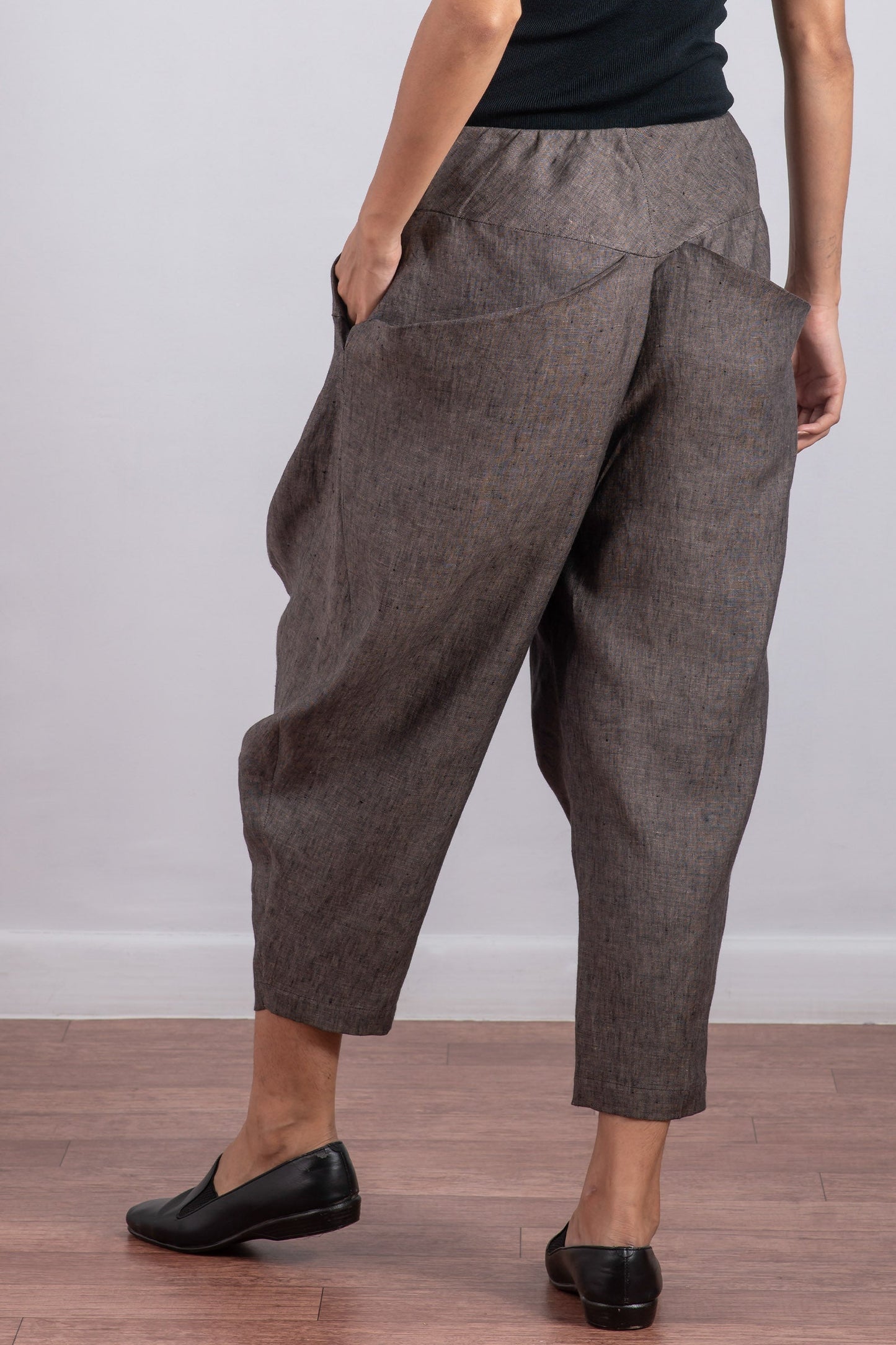 LINEN YAMAHA PANTS - ln1632-brn -