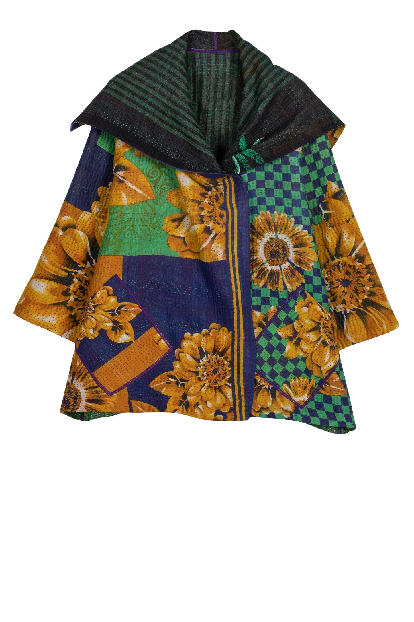VINTAGE COTTON KANTHA FLARE JKT - cv4010-0002a -