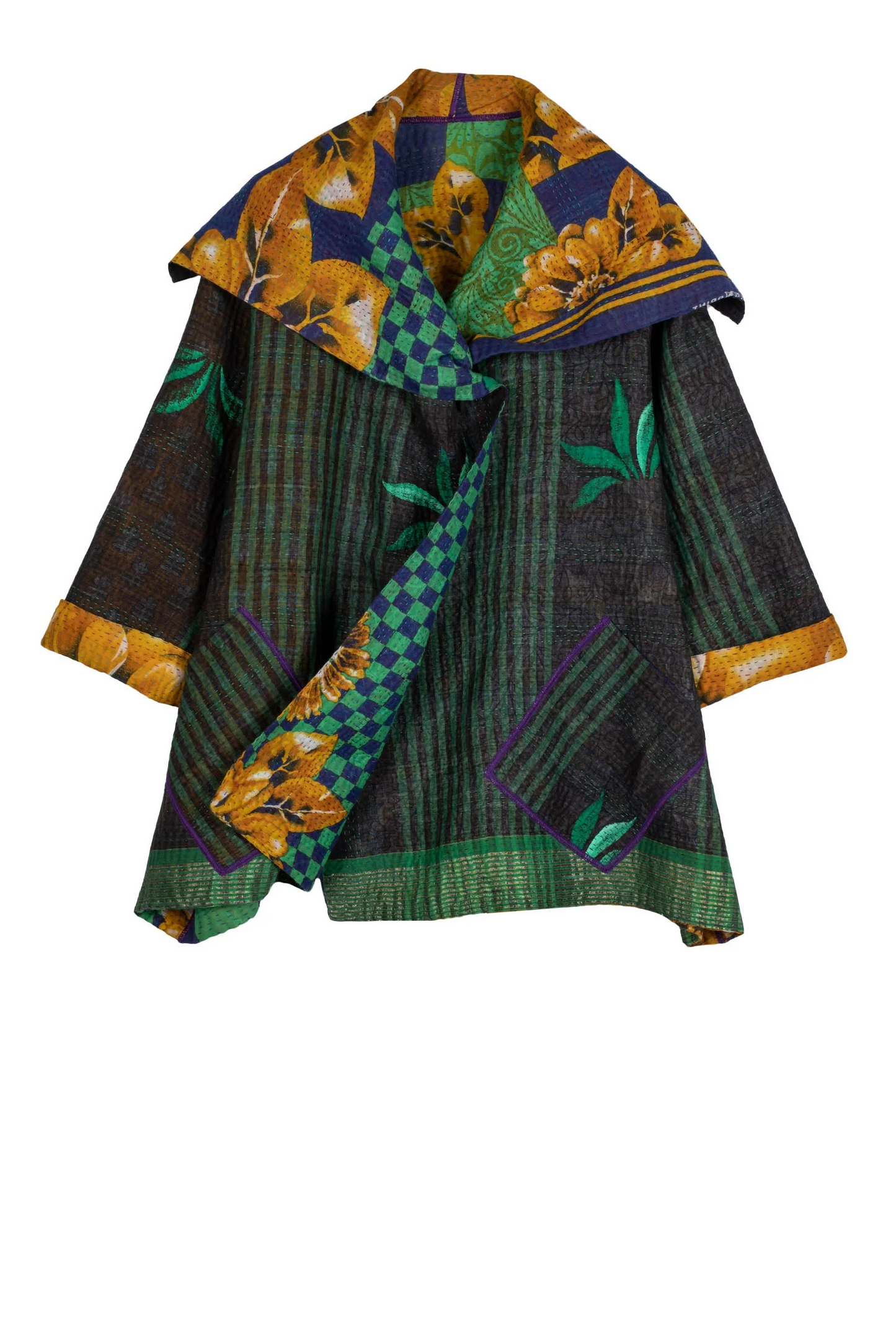 VINTAGE COTTON KANTHA FLARE JKT - cv4010-0002a -