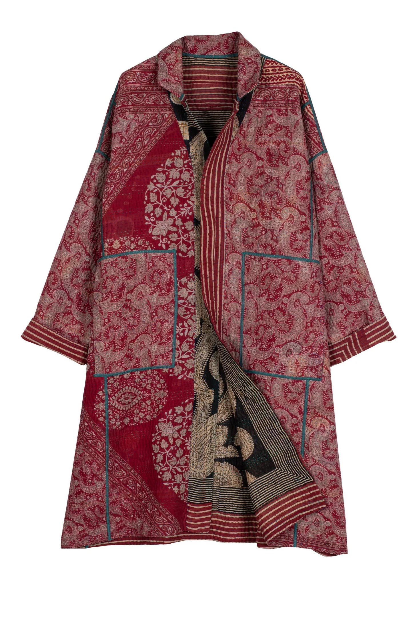 VINTAGE COTTON KANTHA OVERSIZED MEDIUM COAT - cv4331-0001a-eu -