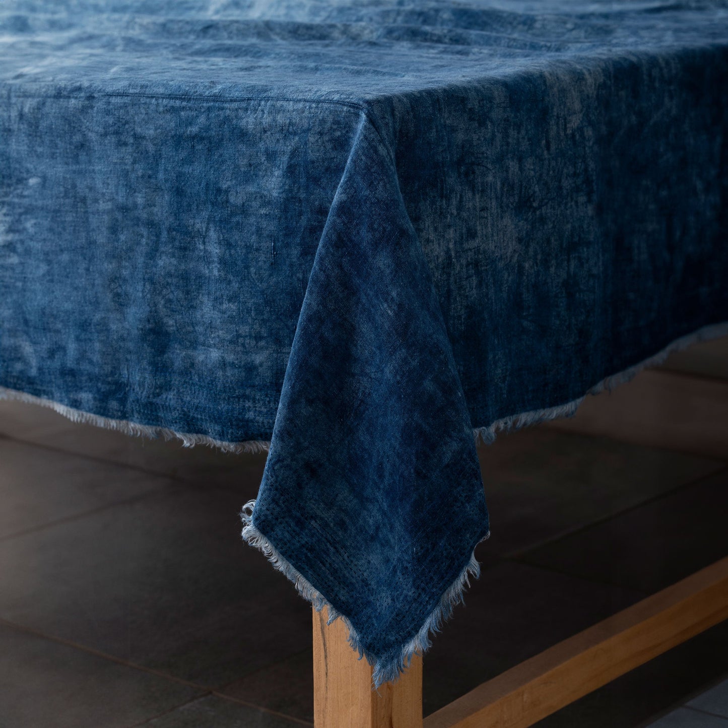 Linen Mud Dye Kantha Night Sky Table Cover