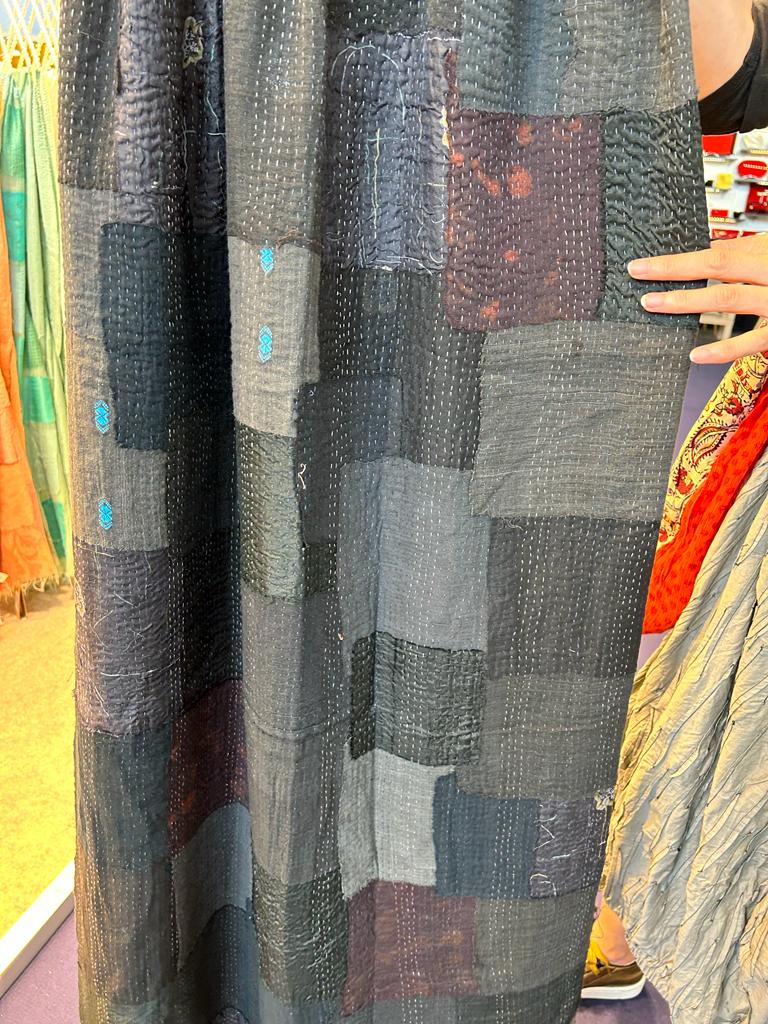 TONAL TILE PATCH KANTHA SHAWL MEDIUM - tt2802-gry -