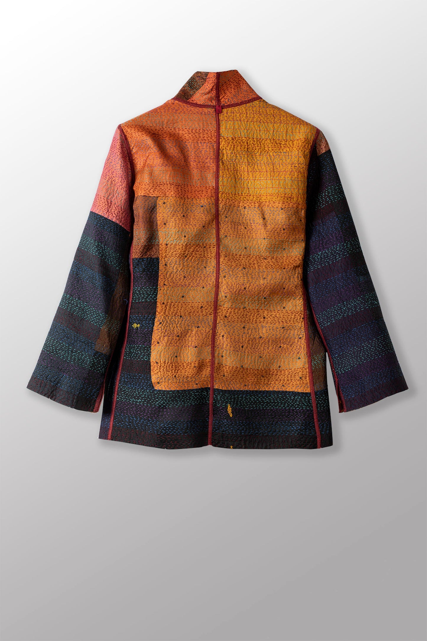 VINTAGE SILK PATCH KANTHA SHORT JACKET - vp2007-ylw -