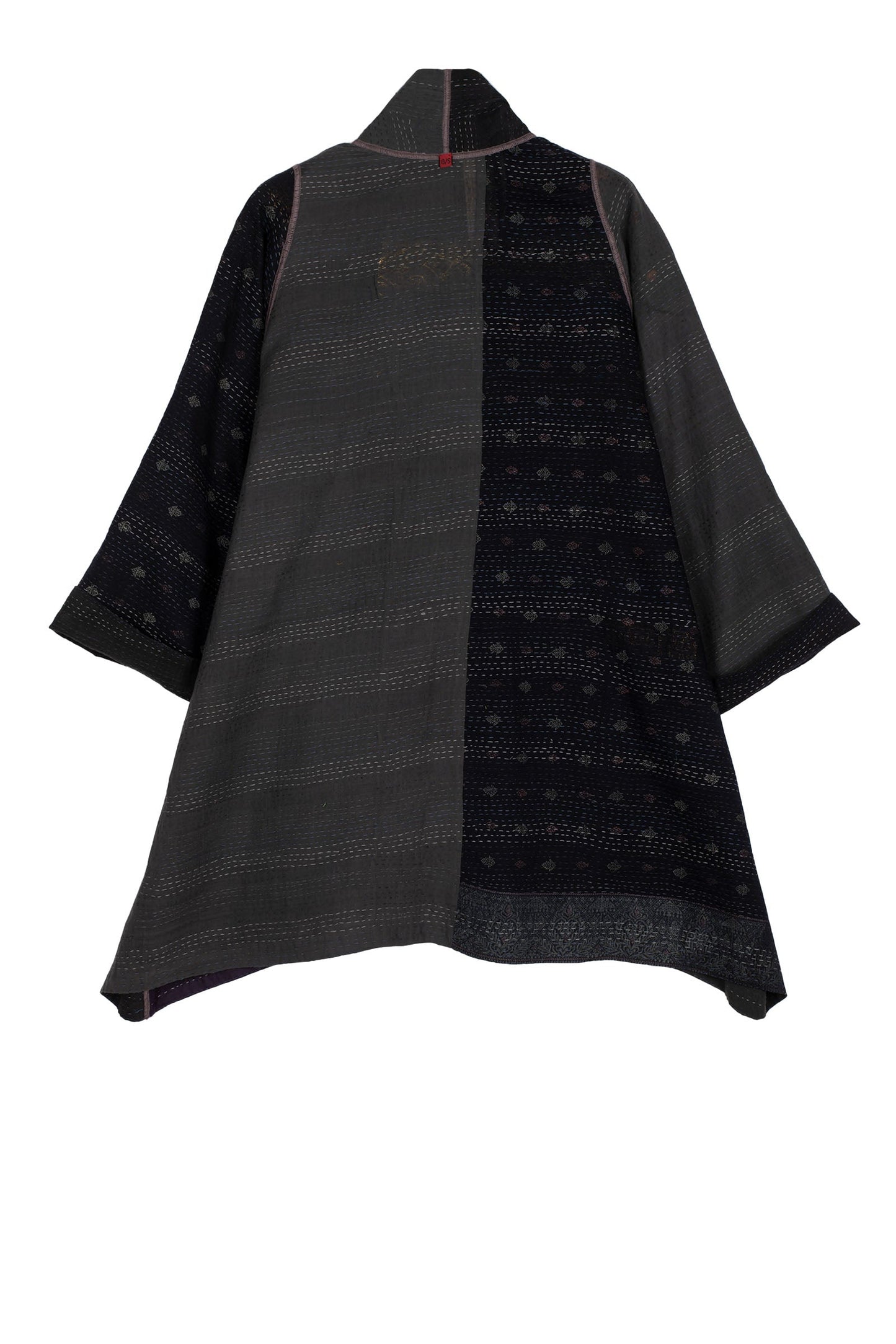 COTTON SILK SW PATCH KANTHA A-LINE JKT - ws2003-blk -