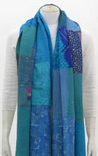 COTTON SILK SW PATCH KANTHA SHAWL LARGE - ws2803-tuq -