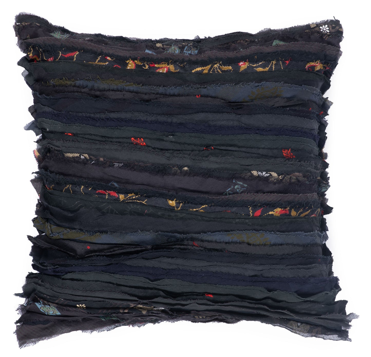 Wavy Stripe Vintage Patch Pillow Sham - Black