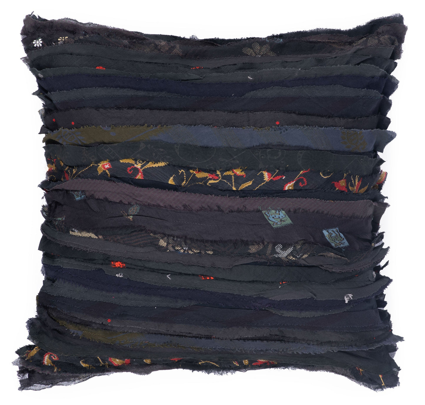 Wavy Stripe Vintage Patch Pillow Sham - Black