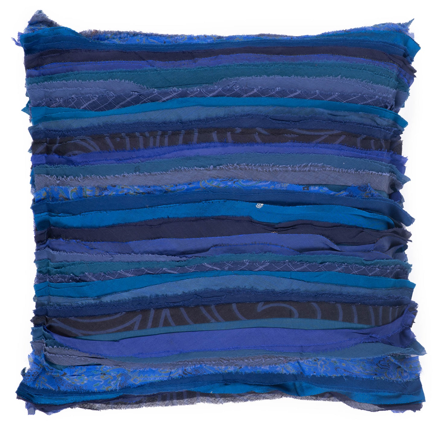 Wavy Stripe Vintage Patch Pillow Sham - Blue