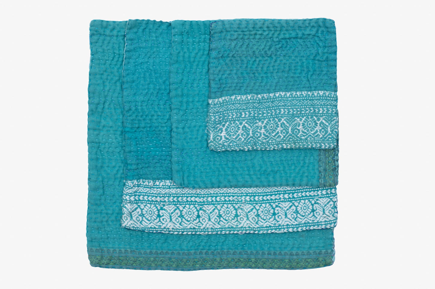 Mosaic Fray Handmade vintage Kantha Coaster - Cornflower (Set of 2)