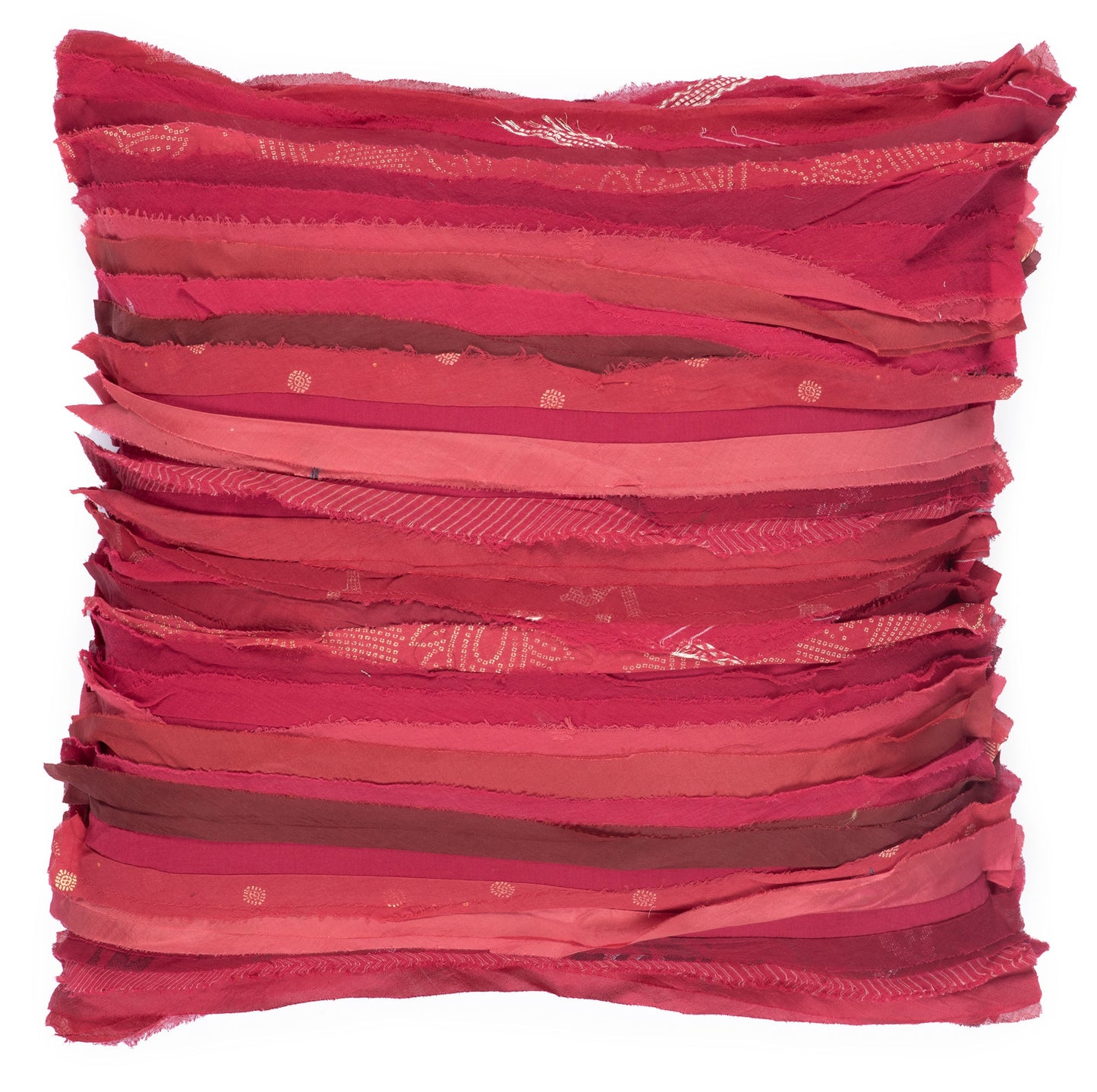 Wavy Stripe Vintage Patch Pillow Sham - Red