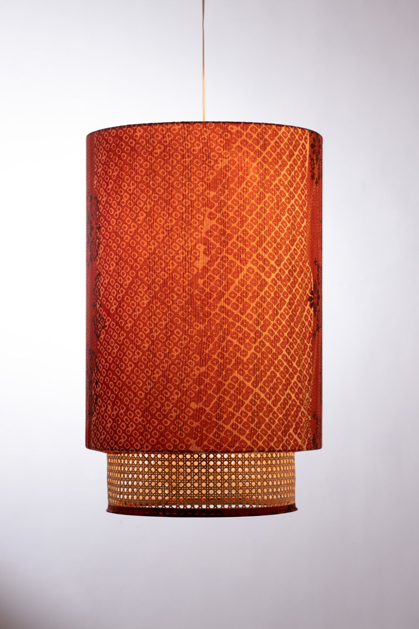 Orange Kimono Kantha Hanging Lamps (Orange)