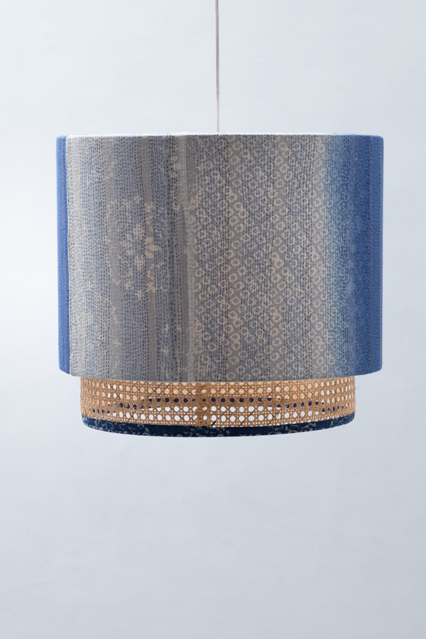 Blue Kimono Kantha Hanging Lamps (Blue)