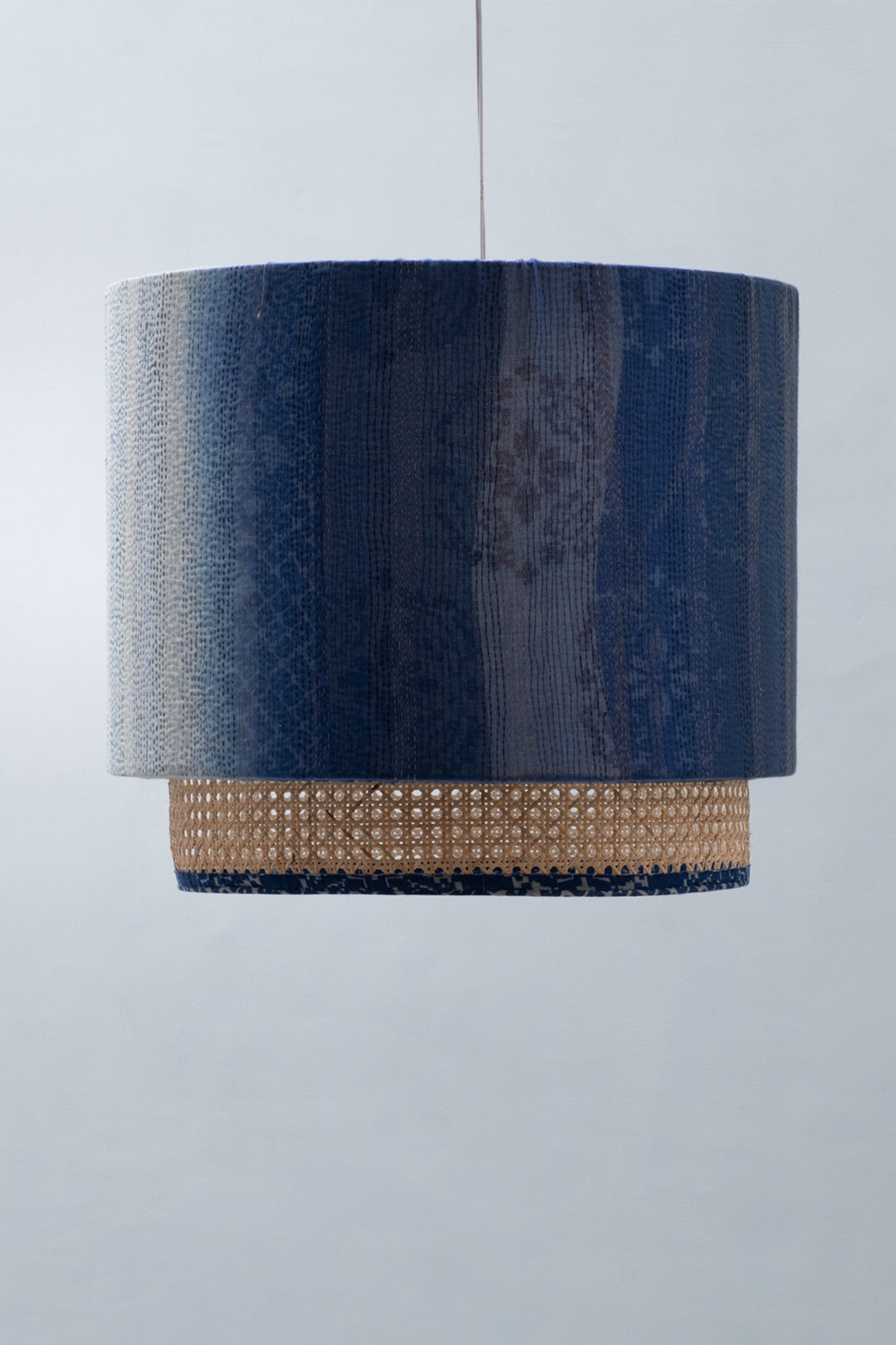 Blue Kimono Kantha Hanging Lamps (Blue)