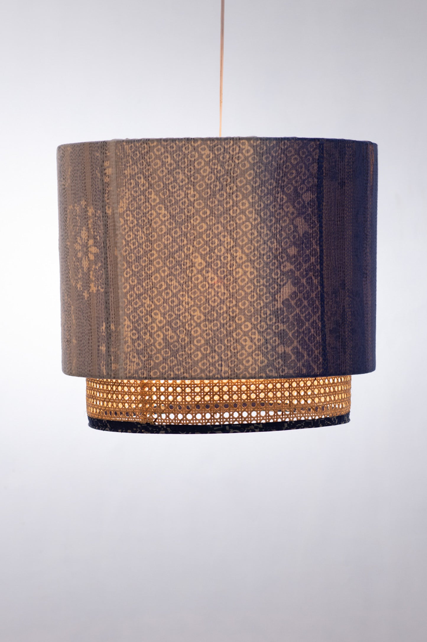 Blue Kimono Kantha Hanging Lamps (Blue)