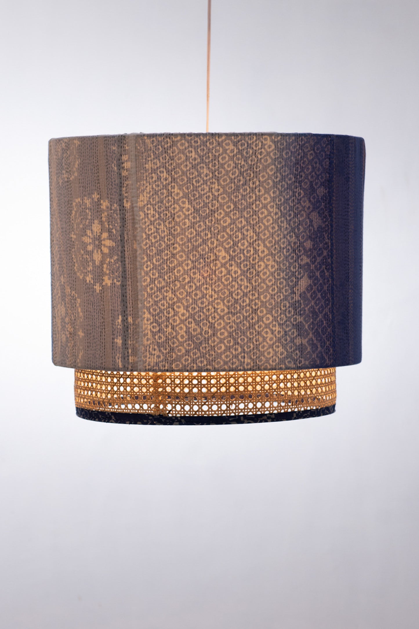 Blue Kimono Kantha Hanging Lamps (Blue)