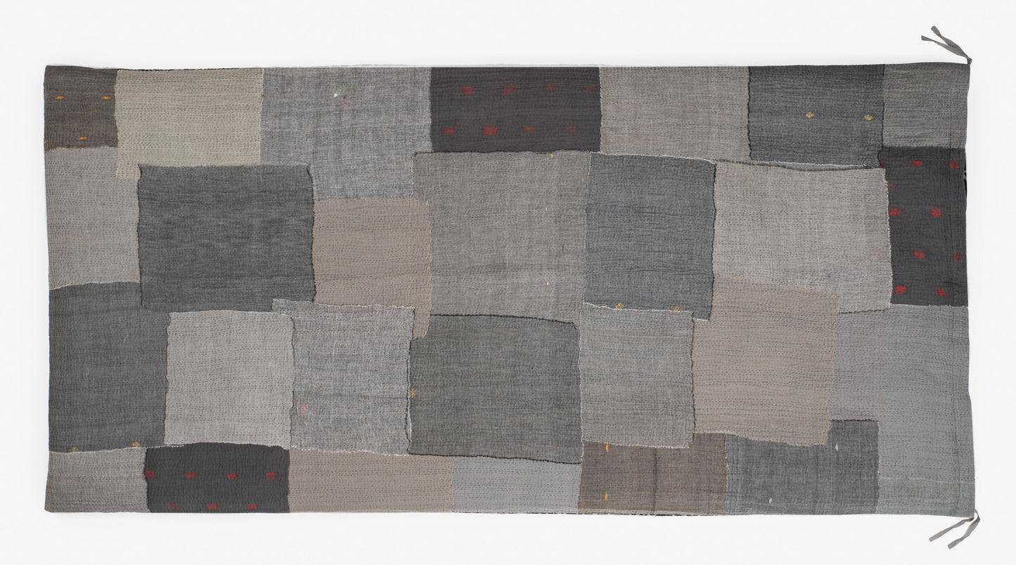 VINTAGE FRAY PATCH PRINTED KANTHA DAY BED MATTRESS COVER