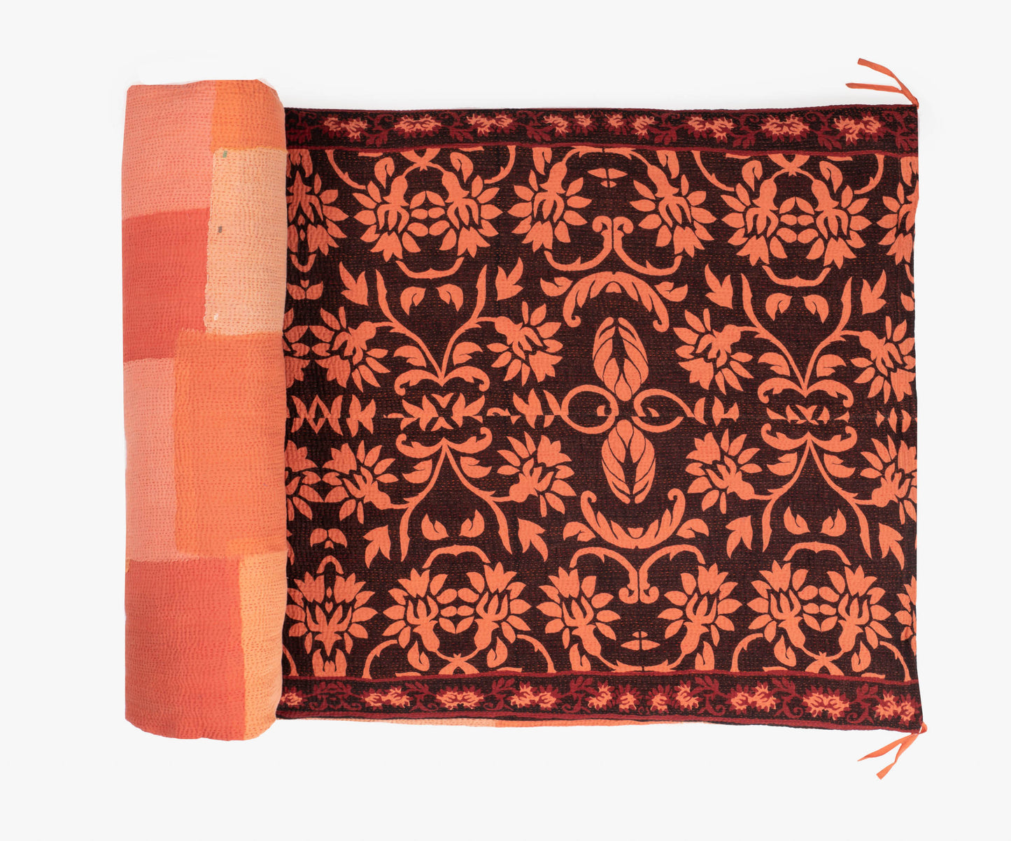 VINTAGE FRAY PATCH PRINTED KANTHA DAY BED MATTRESS COVER