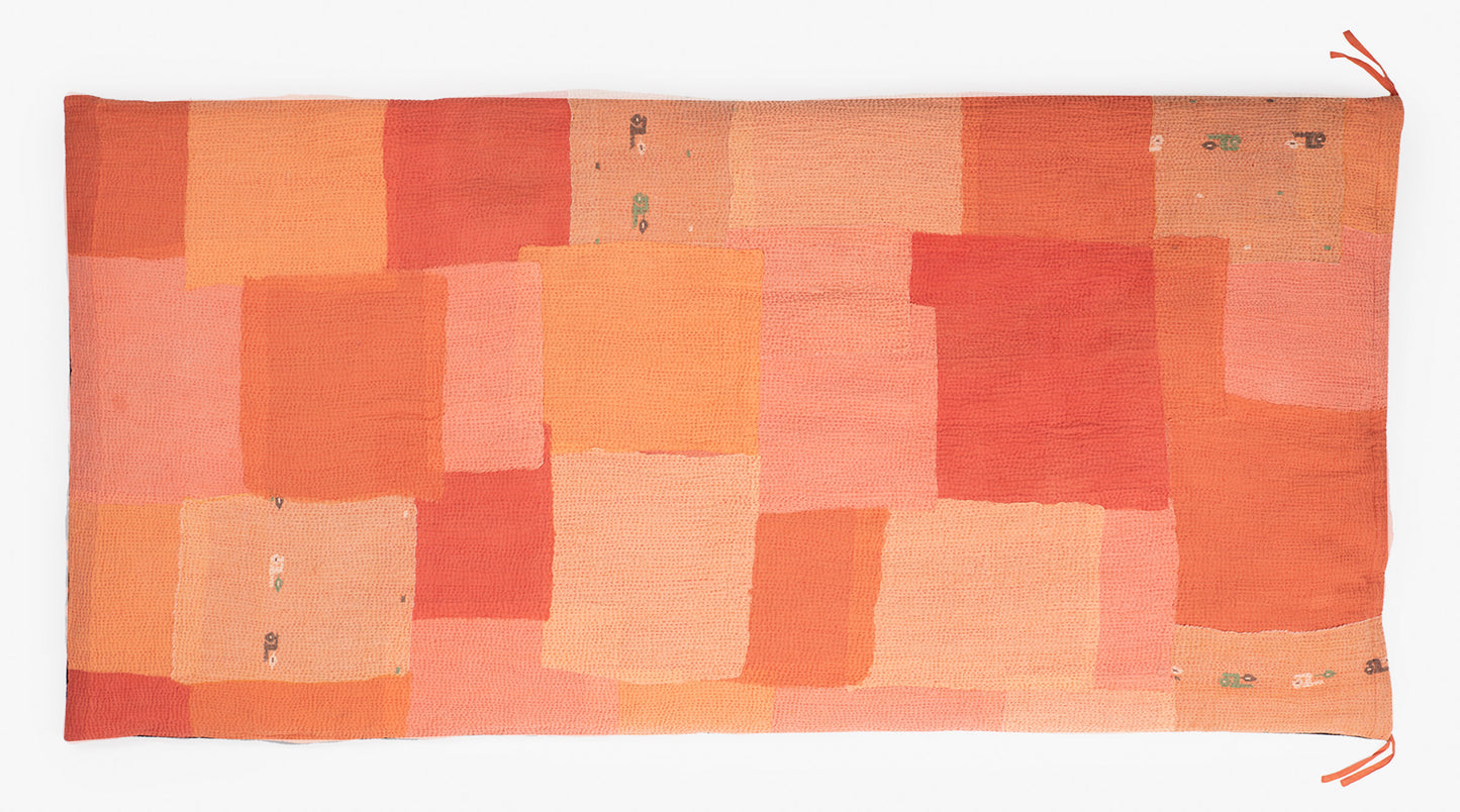 VINTAGE FRAY PATCH PRINTED KANTHA DAY BED MATTRESS COVER